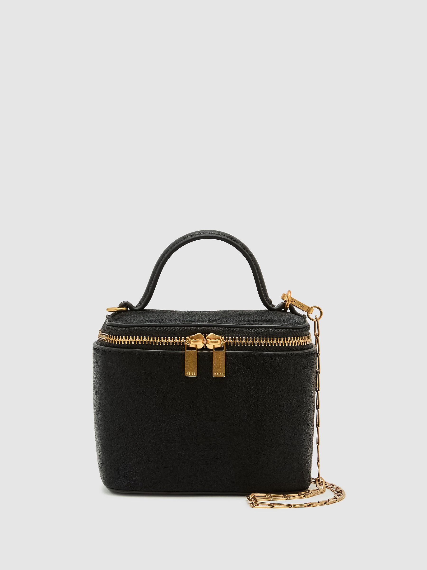 Pony Hair-Effect Mini Vanity Crossbody Bag in Black - Image 3 of 7