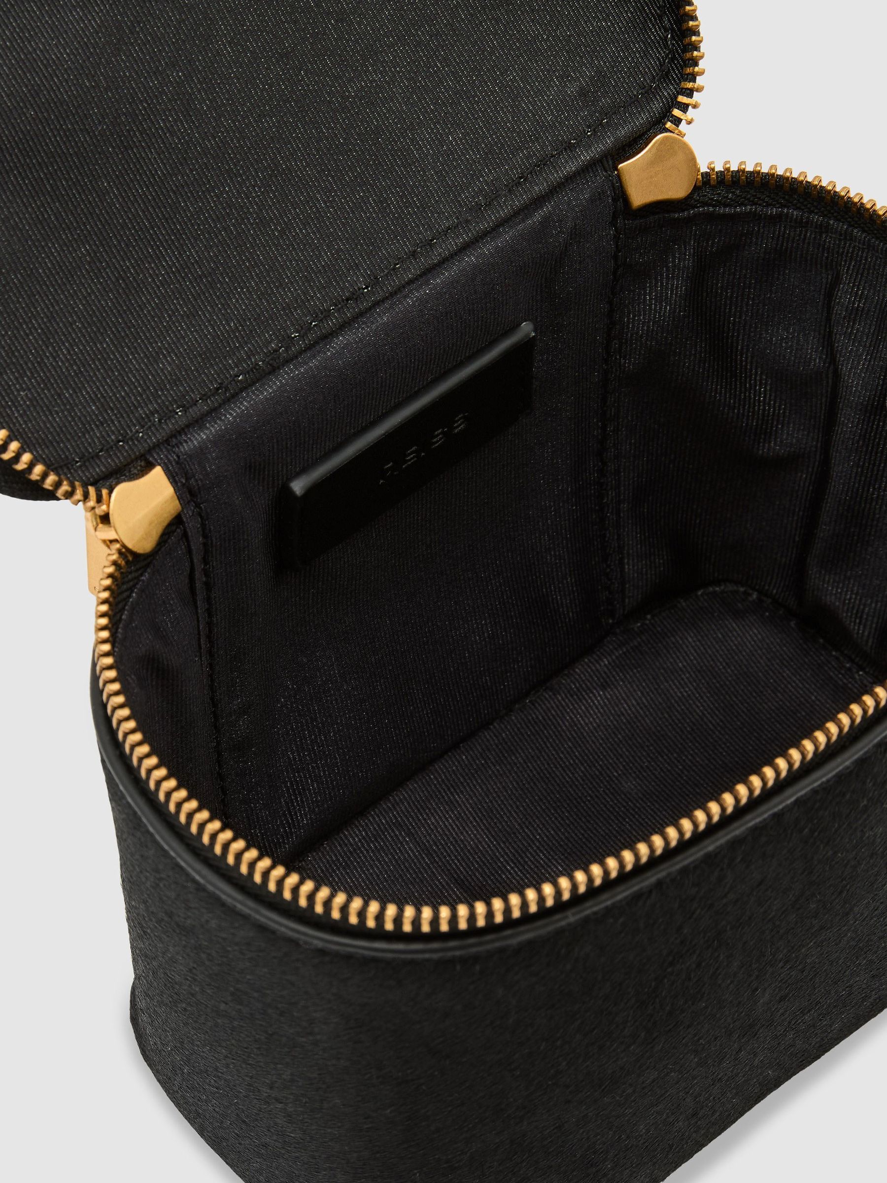 Pony Hair-Effect Mini Vanity Crossbody Bag in Black - Image 4 of 7