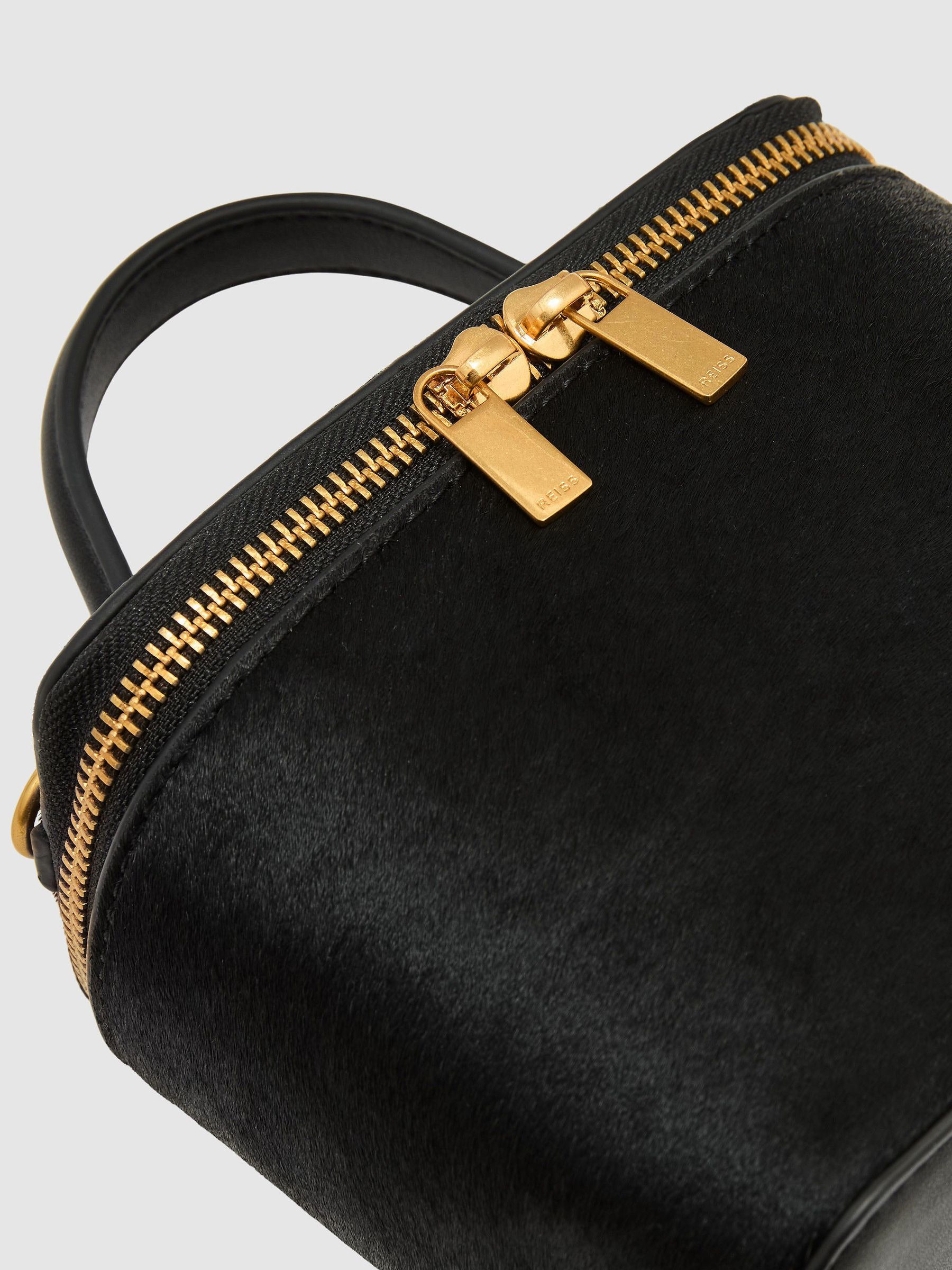Pony Hair-Effect Mini Vanity Crossbody Bag in Black - Image 7 of 7