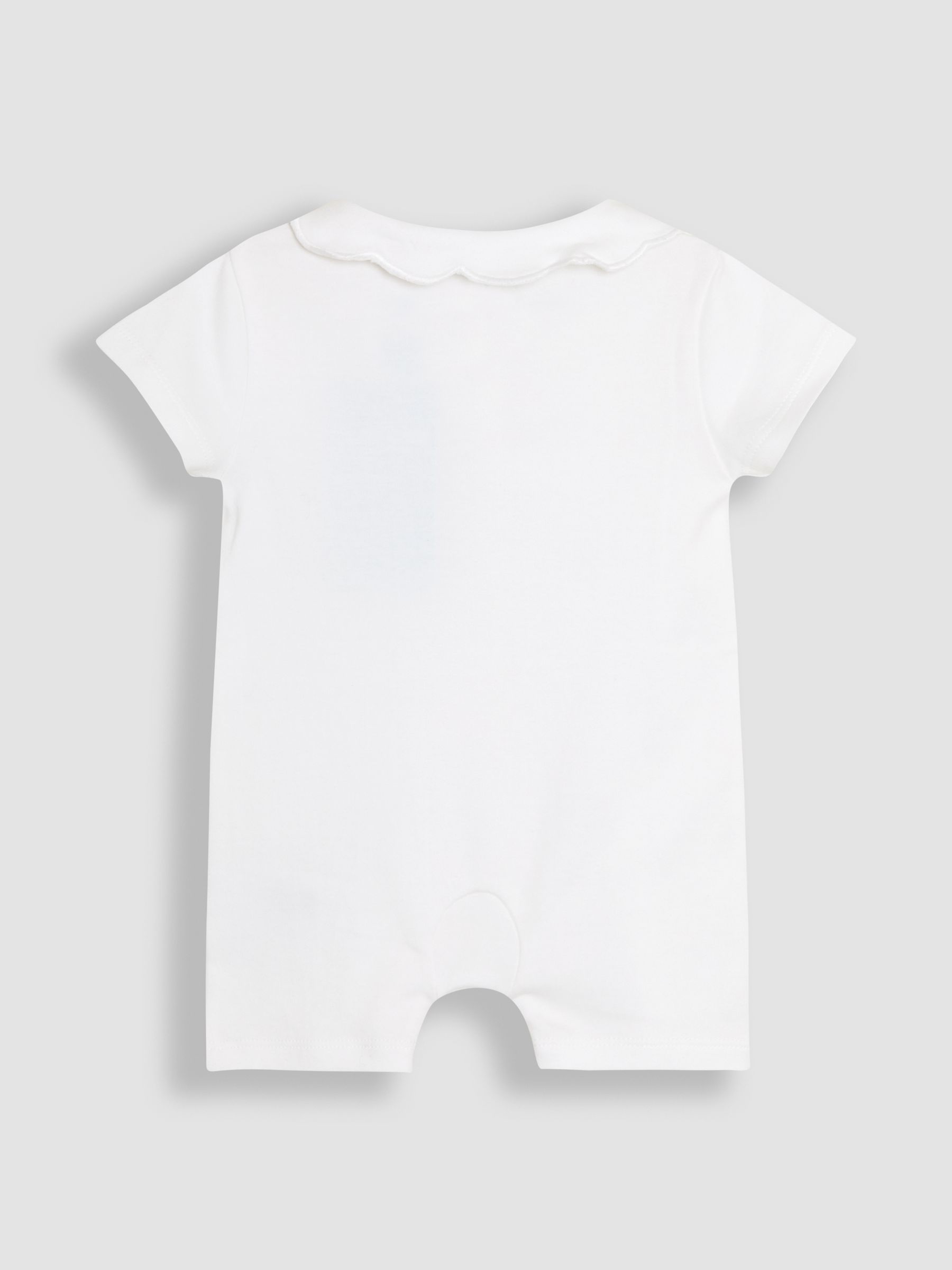 White Cotton Short Sleeve Embroidered Romper - Image 6 of 7
