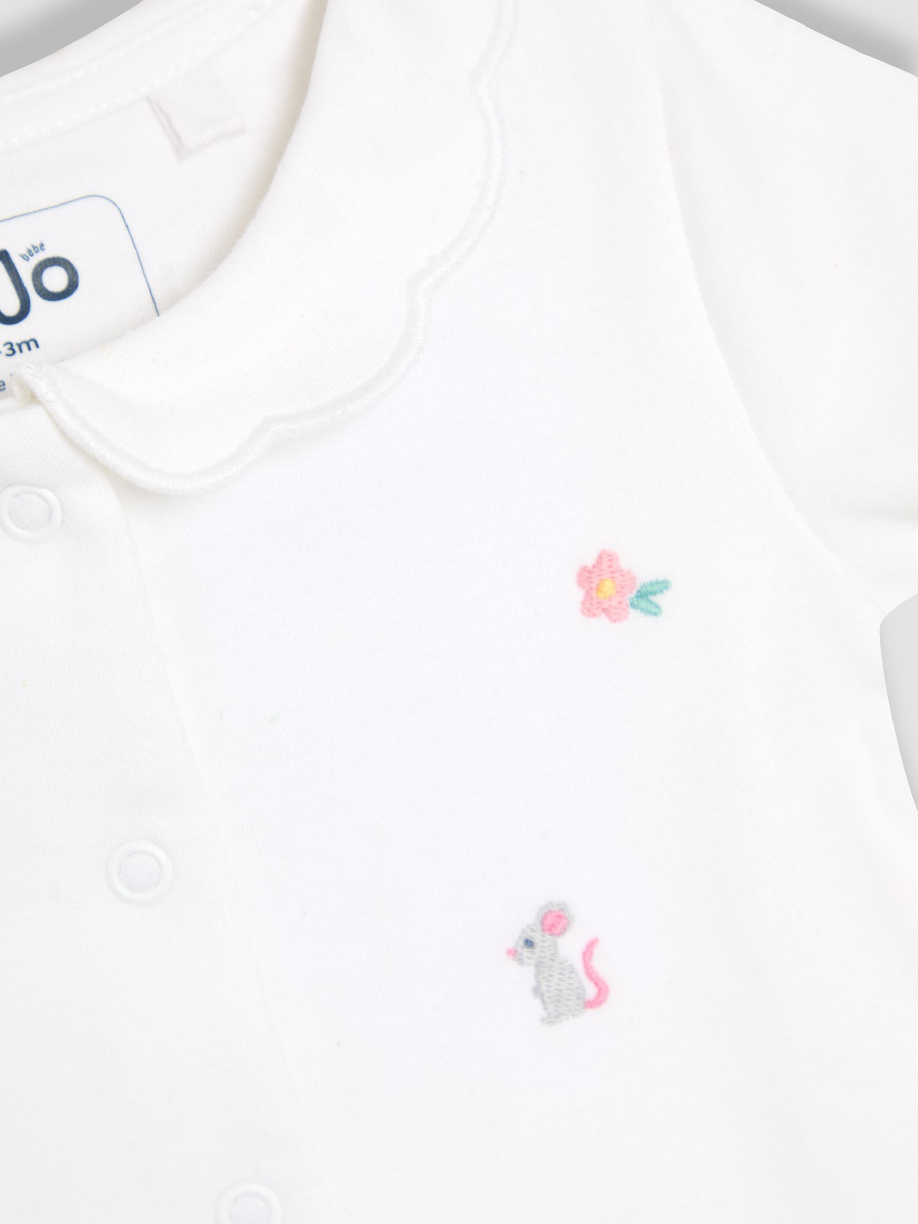 White Cotton Short Sleeve Embroidered Romper - Image 7 of 7