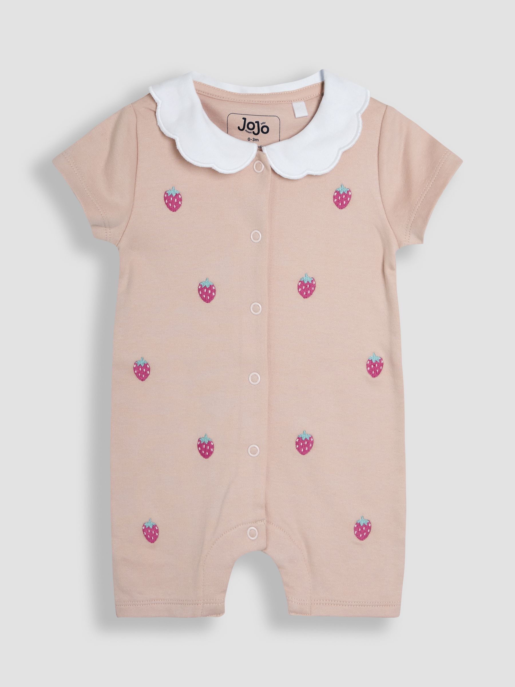 Pink 100% Organic Cotton Short Sleeve Strawberry Sleepsuit - Image 1 of 3