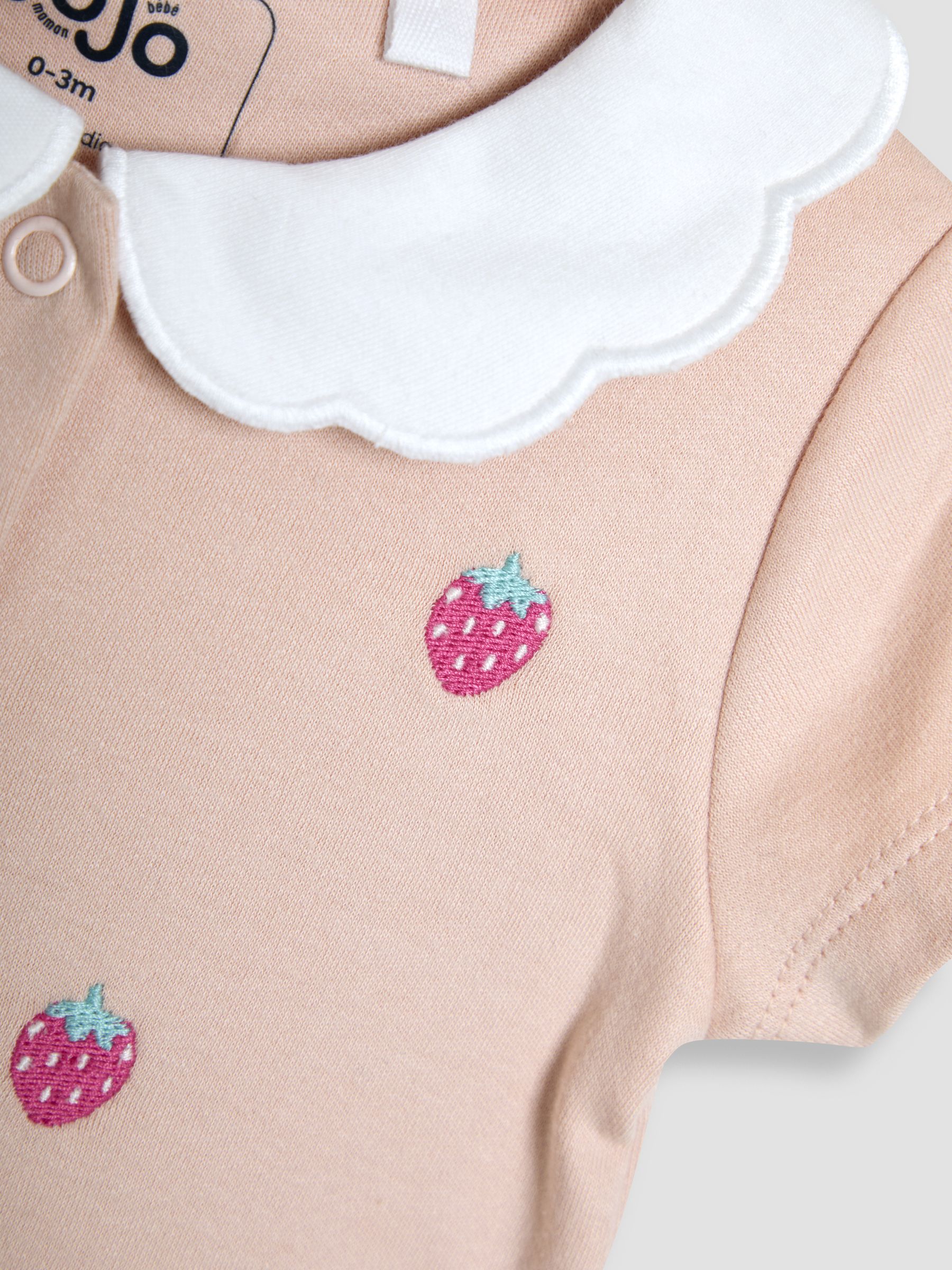 Pink 100% Organic Cotton Short Sleeve Strawberry Sleepsuit - Image 3 of 3