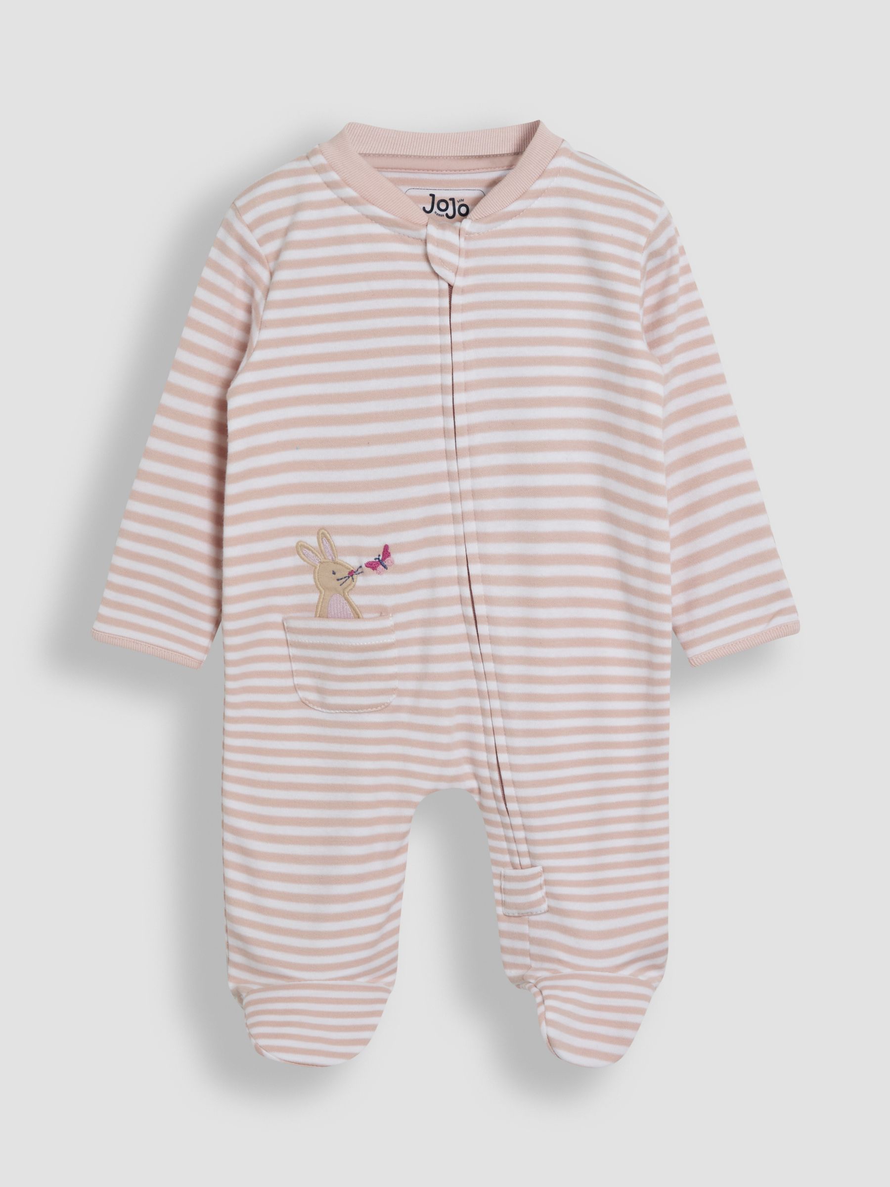 Pink 100% Organic Cotton Bear Embroidered Sleepsuit - Image 4 of 6
