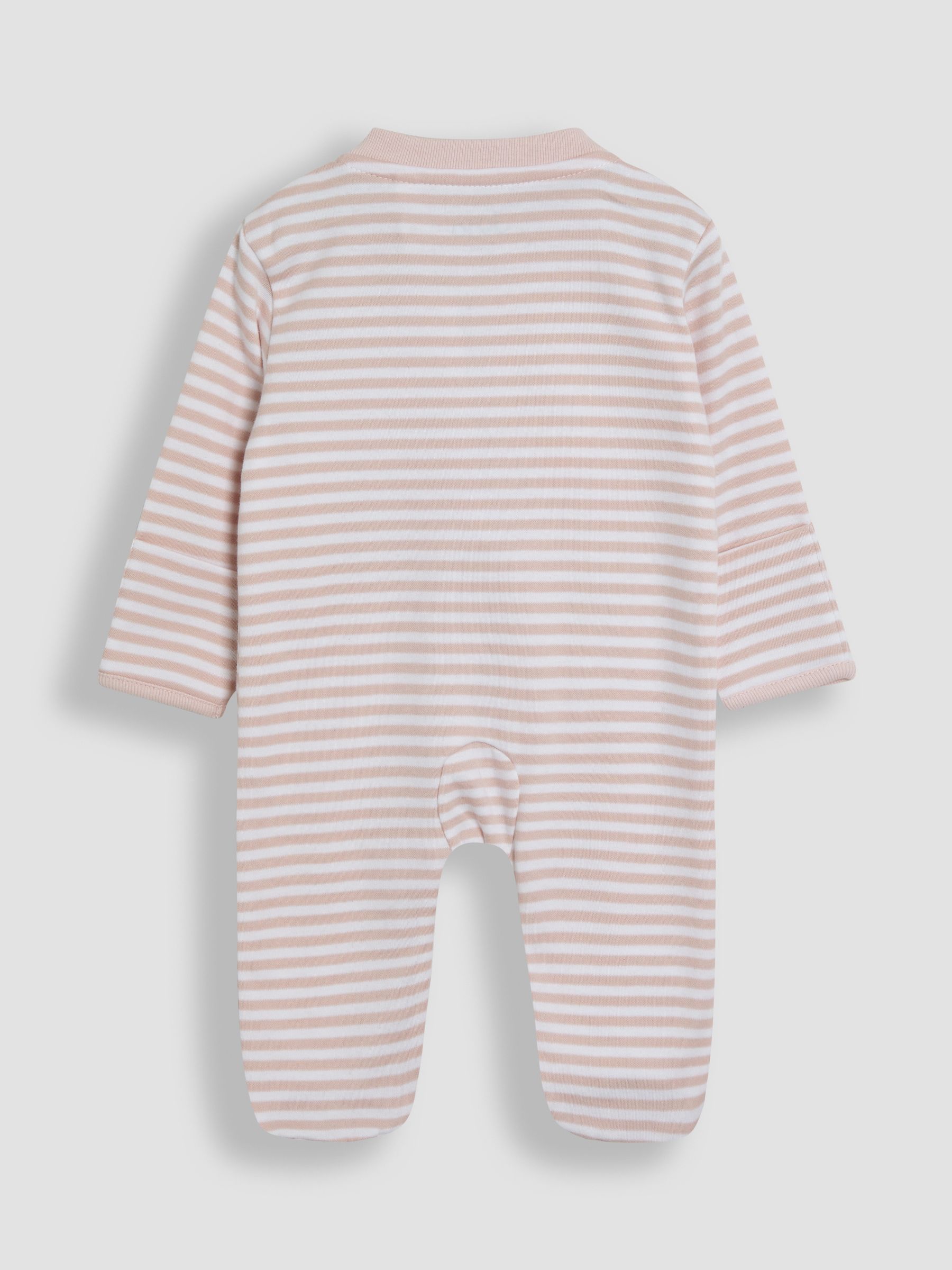 Pink 100% Organic Cotton Bear Embroidered Sleepsuit - Image 5 of 6