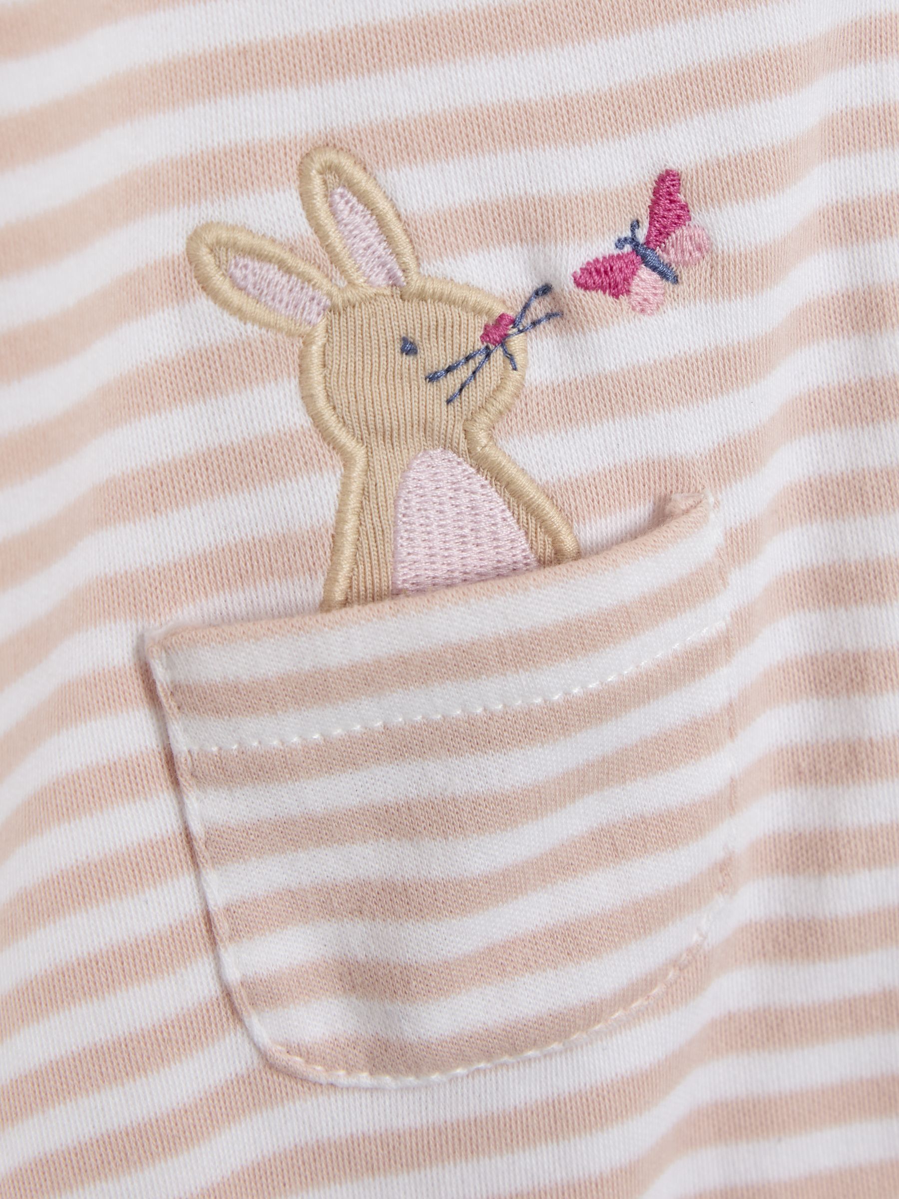 Pink 100% Organic Cotton Bear Embroidered Sleepsuit - Image 6 of 6