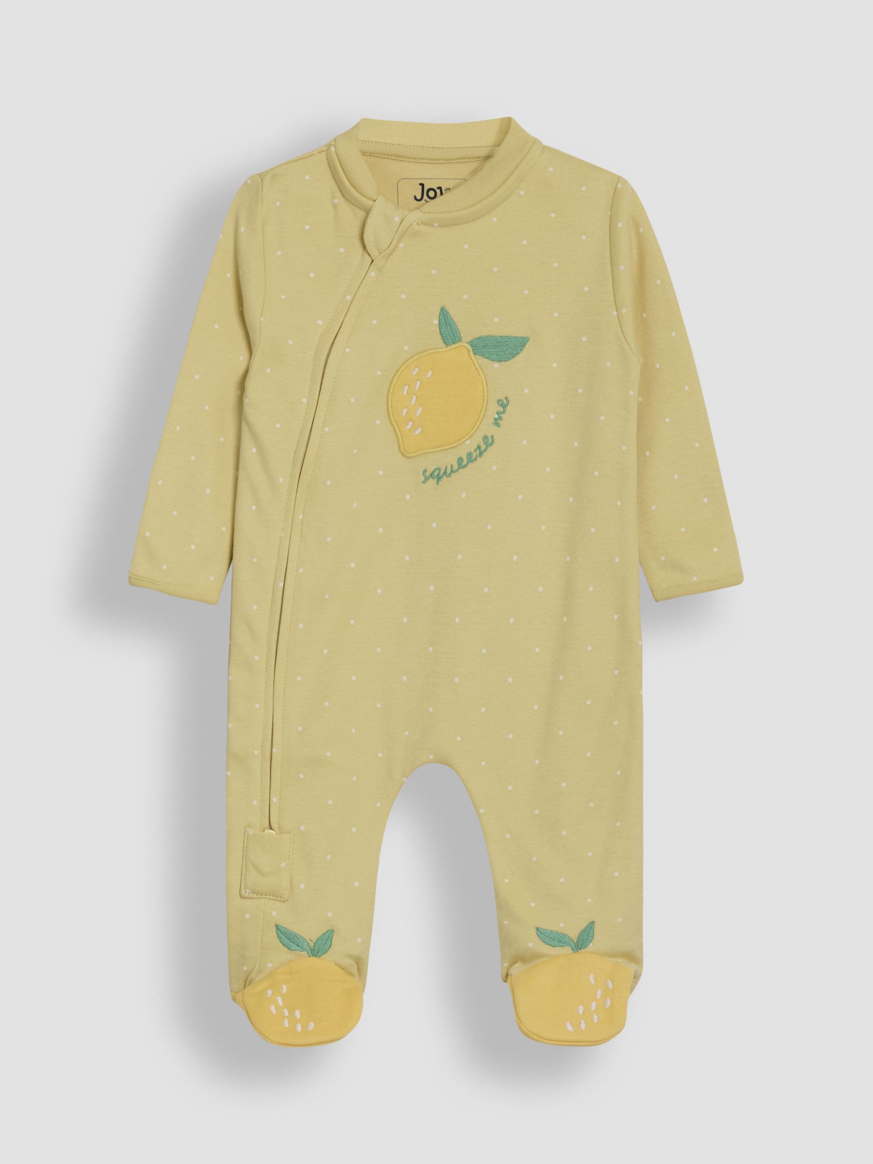 Yellow Cotton Footed Appliqué Zip Sleepsuit - Image 1 of 3