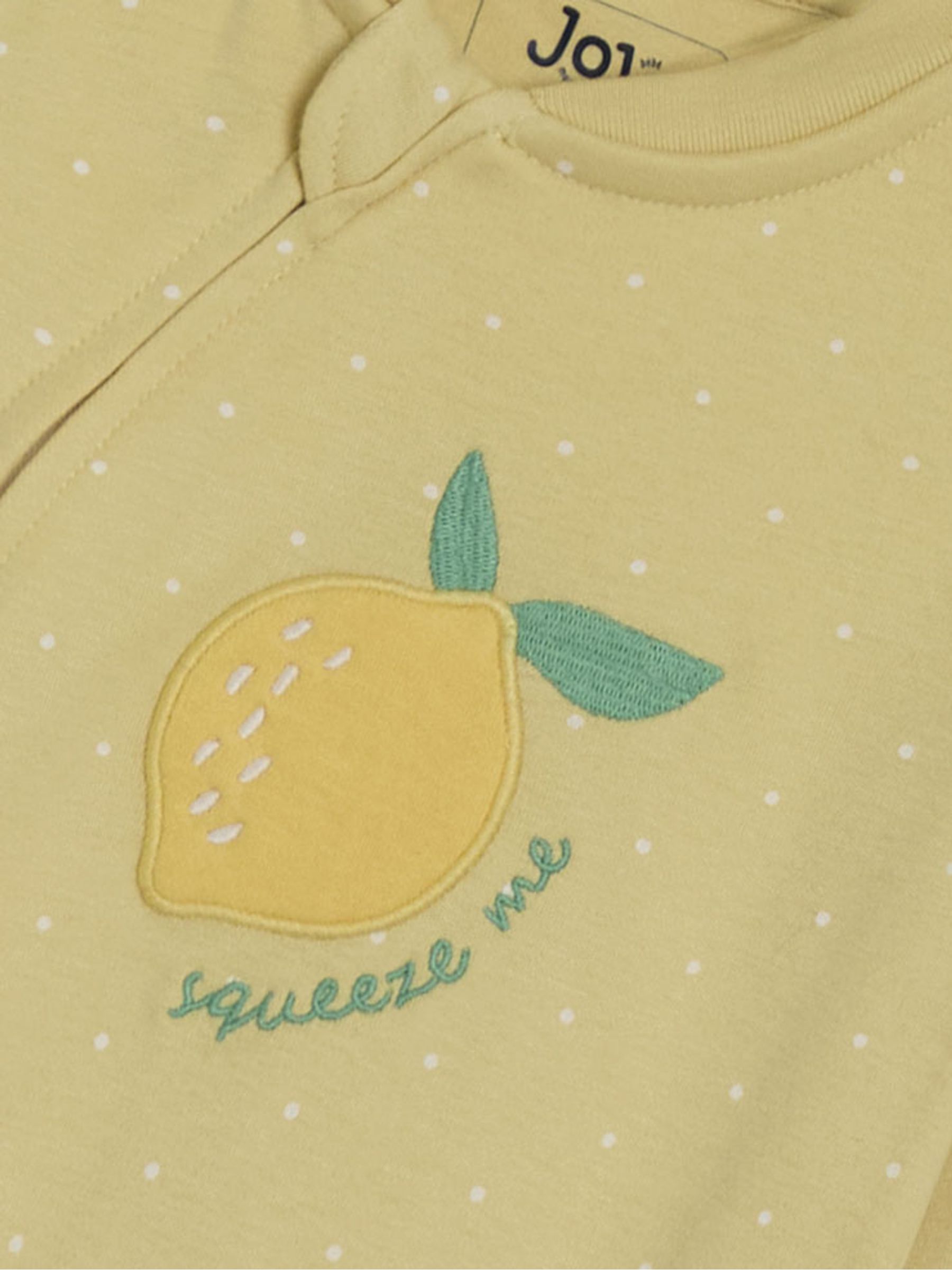 Yellow Cotton Footed Appliqué Zip Sleepsuit - Image 3 of 3
