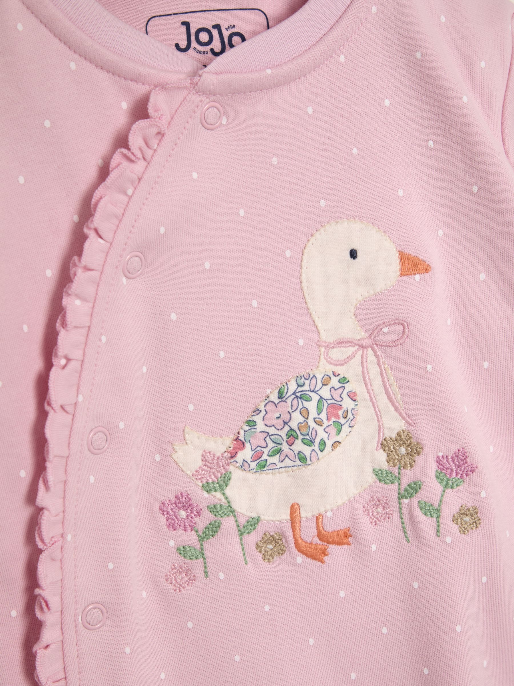Pink Duck 100% Cotton Footed Appliqué Sleepsuit - Image 4 of 4
