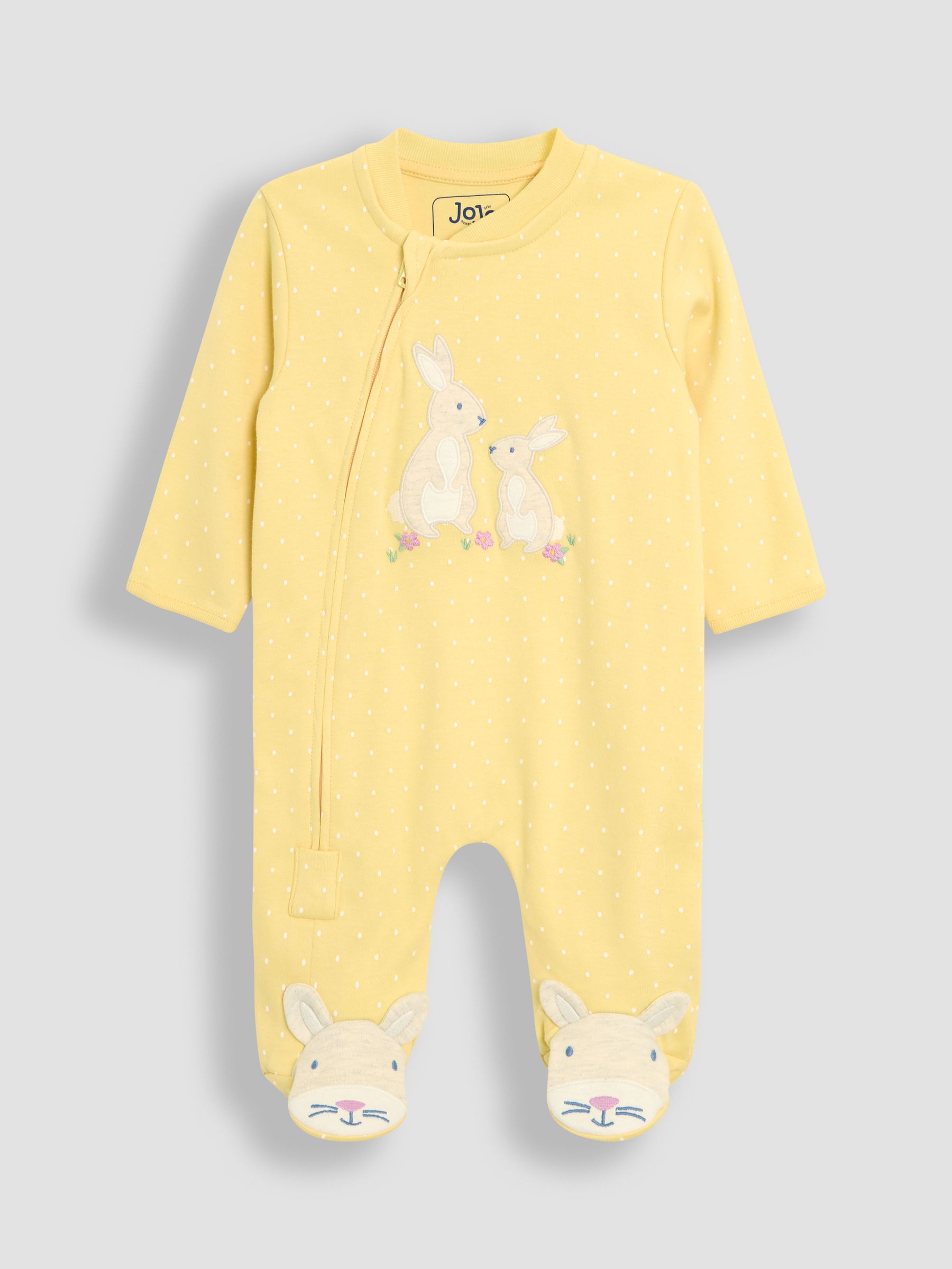 Yellow 100% Cotton Footed Appliqué Zip Sleepsuit - Image 1 of 3