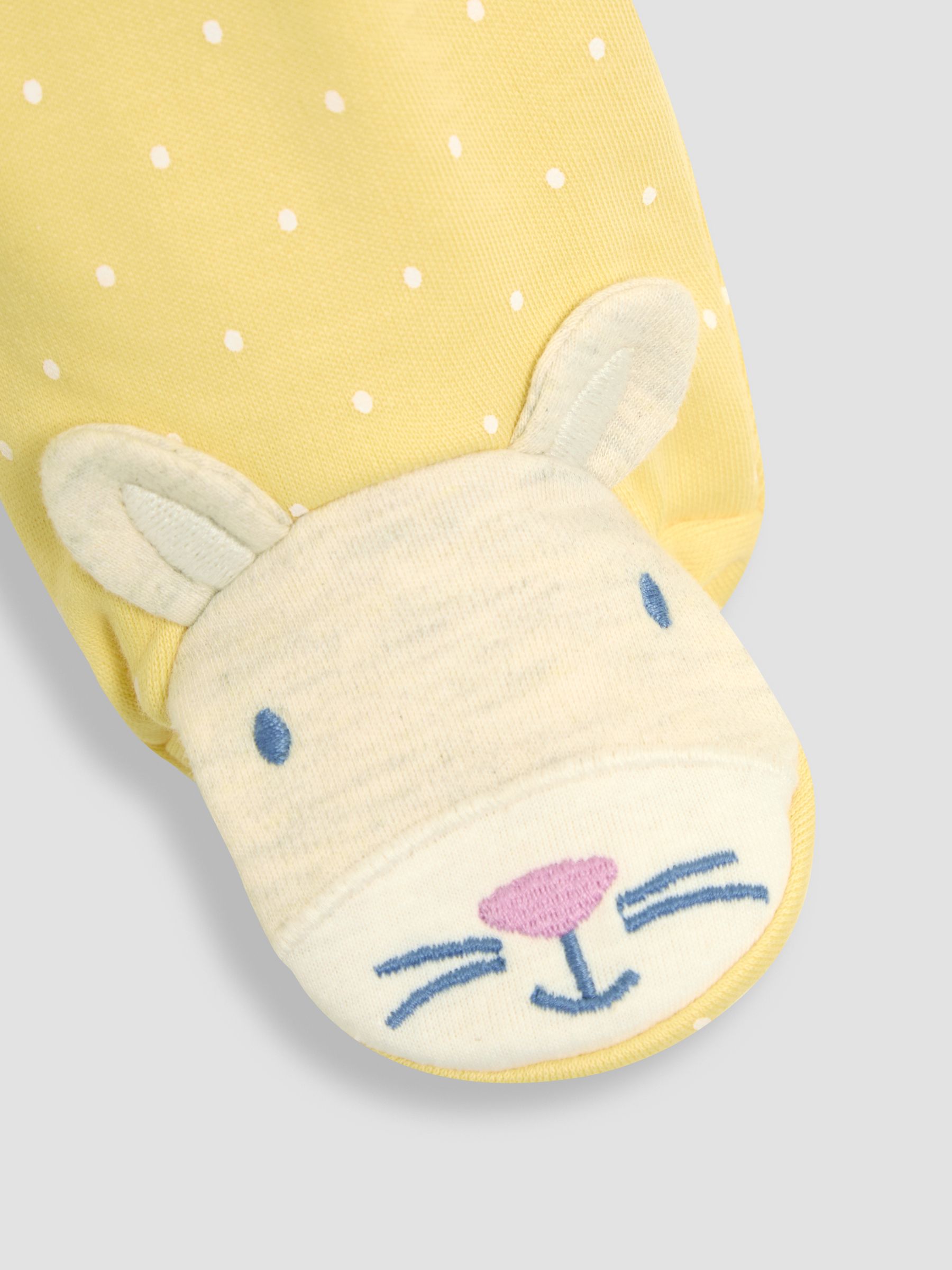 Yellow 100% Cotton Footed Appliqué Zip Sleepsuit - Image 3 of 3