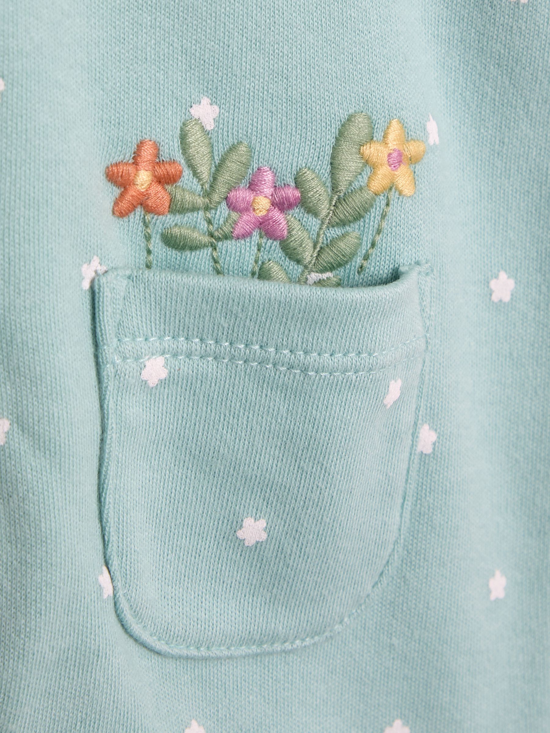 Duck Egg 100% Cotton Footed Appliqué Popper Sleepsuit - Image 2 of 3