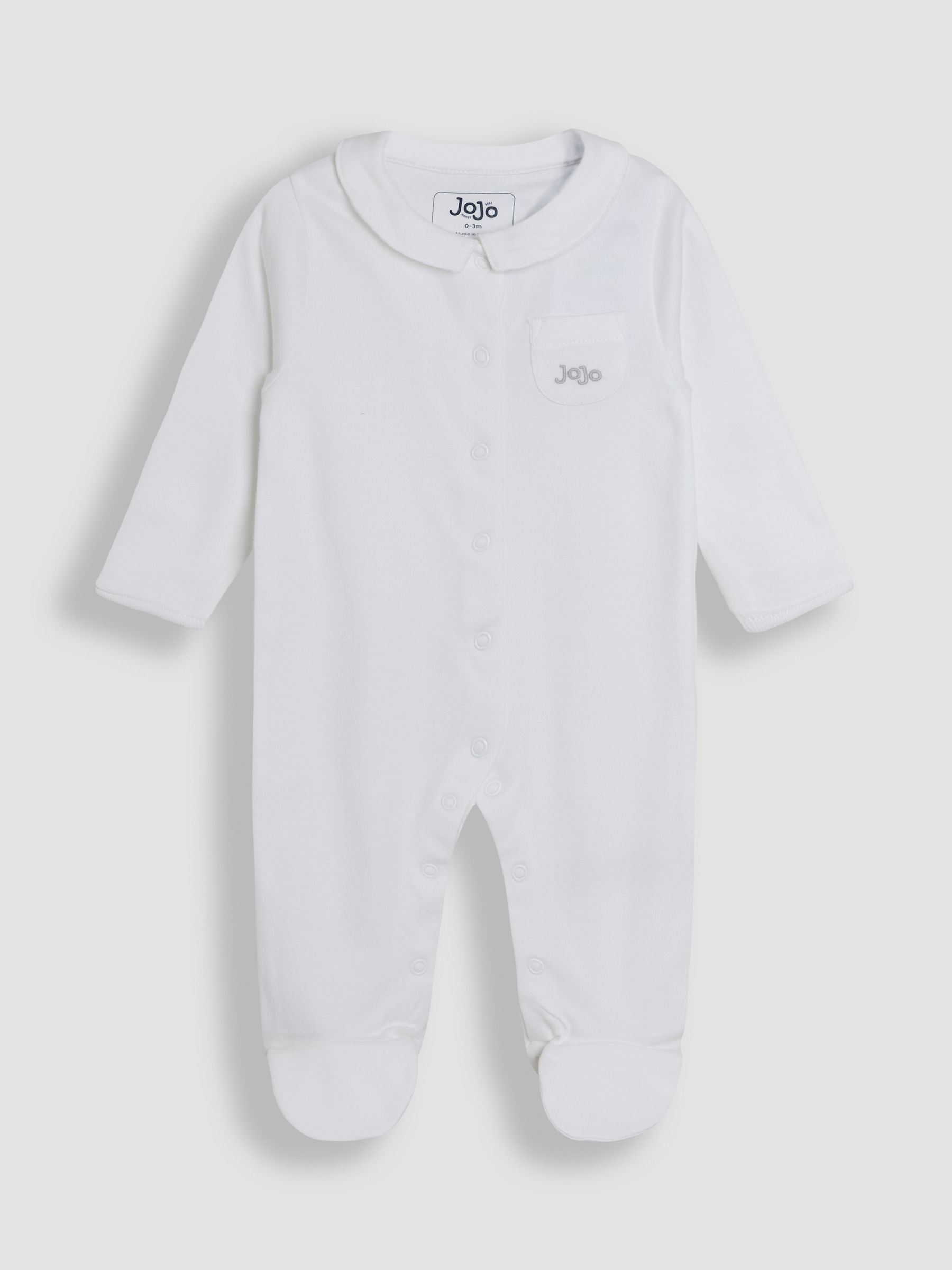 White 100% Cotton Collared Sleepsuit - Image 1 of 3