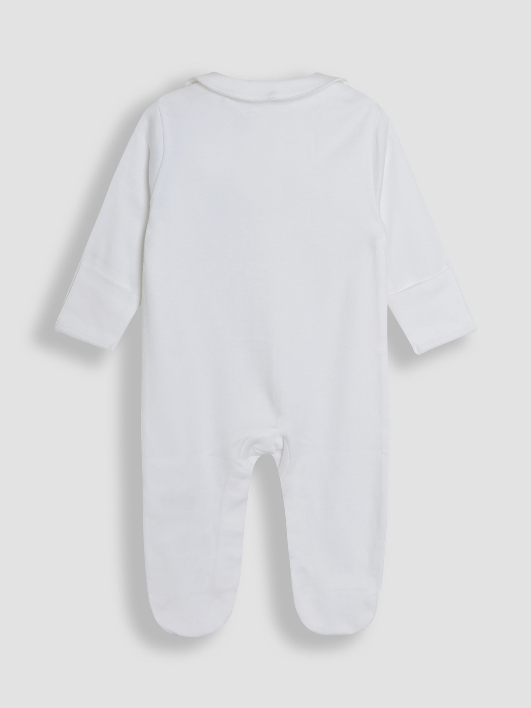 White 100% Cotton Collared Sleepsuit - Image 2 of 3
