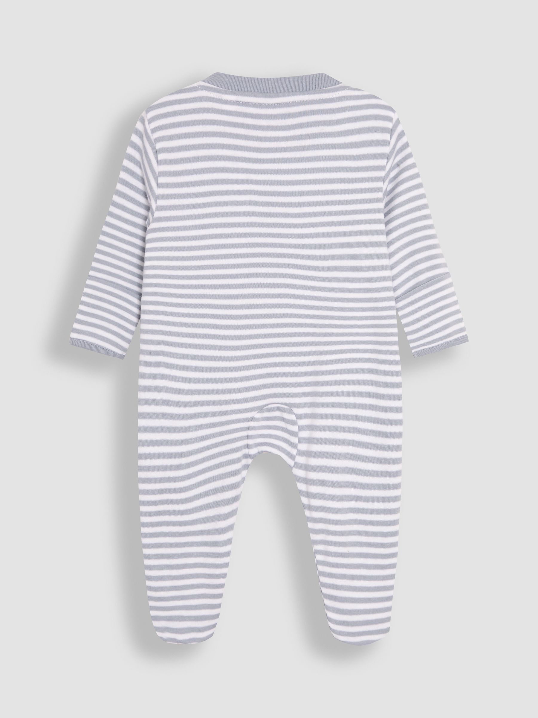 Blue 100% Organic Cotton Bear Embroidered Sleepsuit - Image 4 of 7