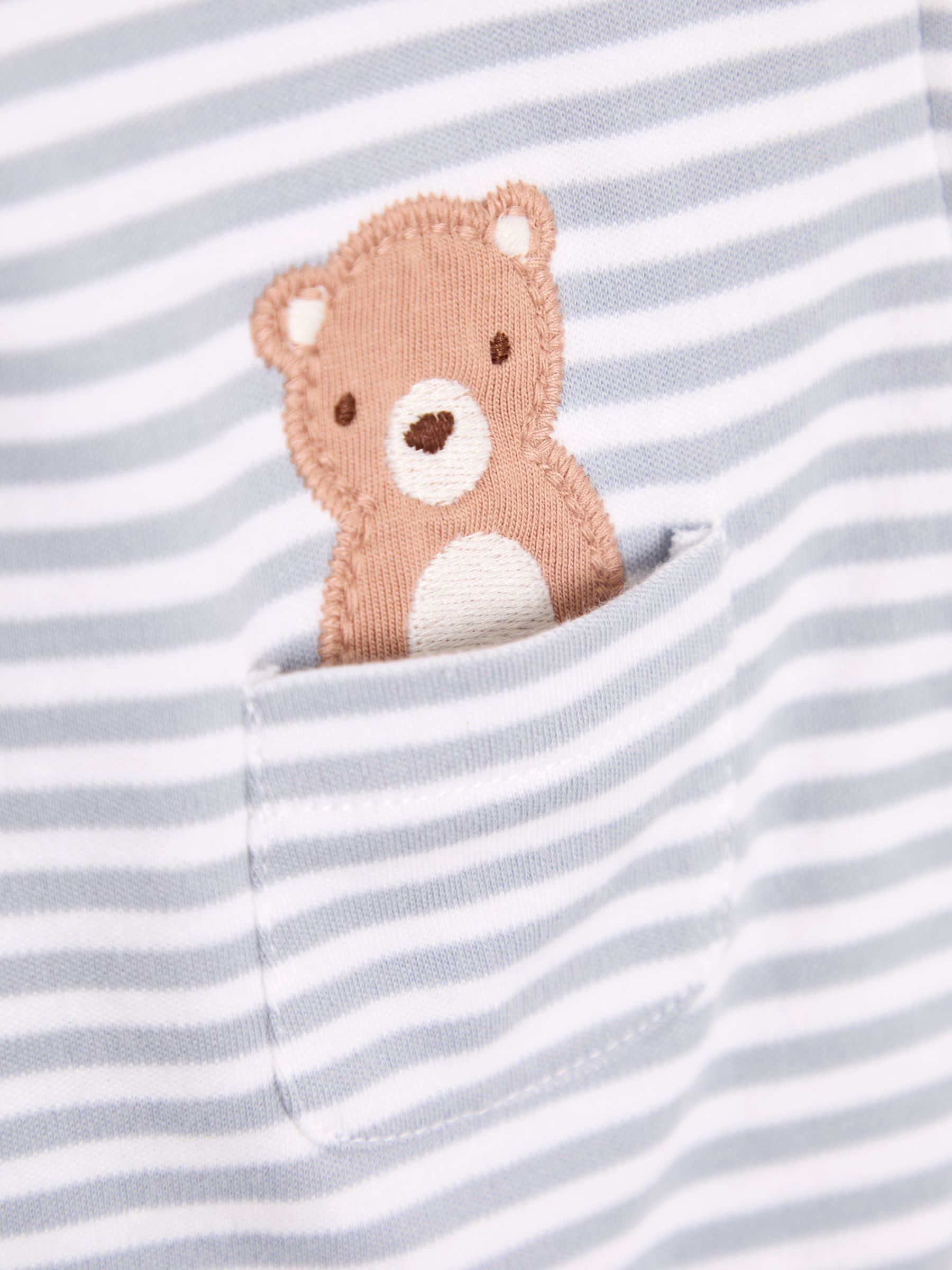 Blue 100% Organic Cotton Bear Embroidered Sleepsuit - Image 7 of 7