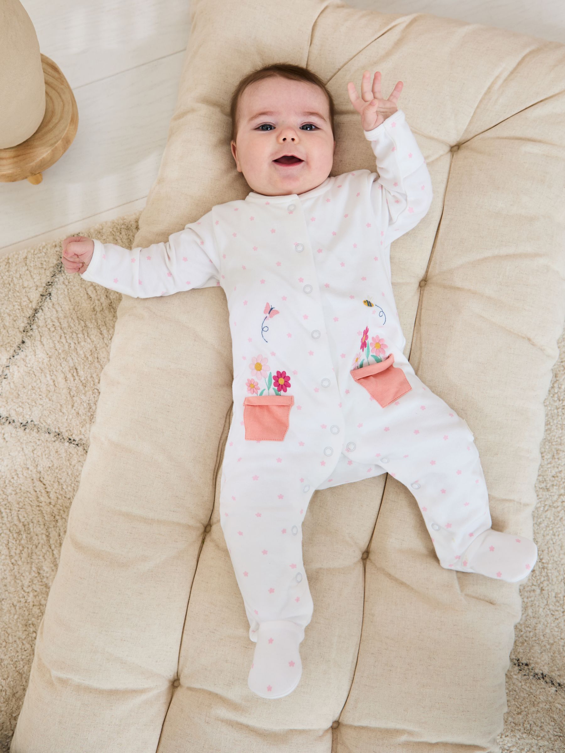 White Footed Embroidered Sleepsuit - Image 1 of 5
