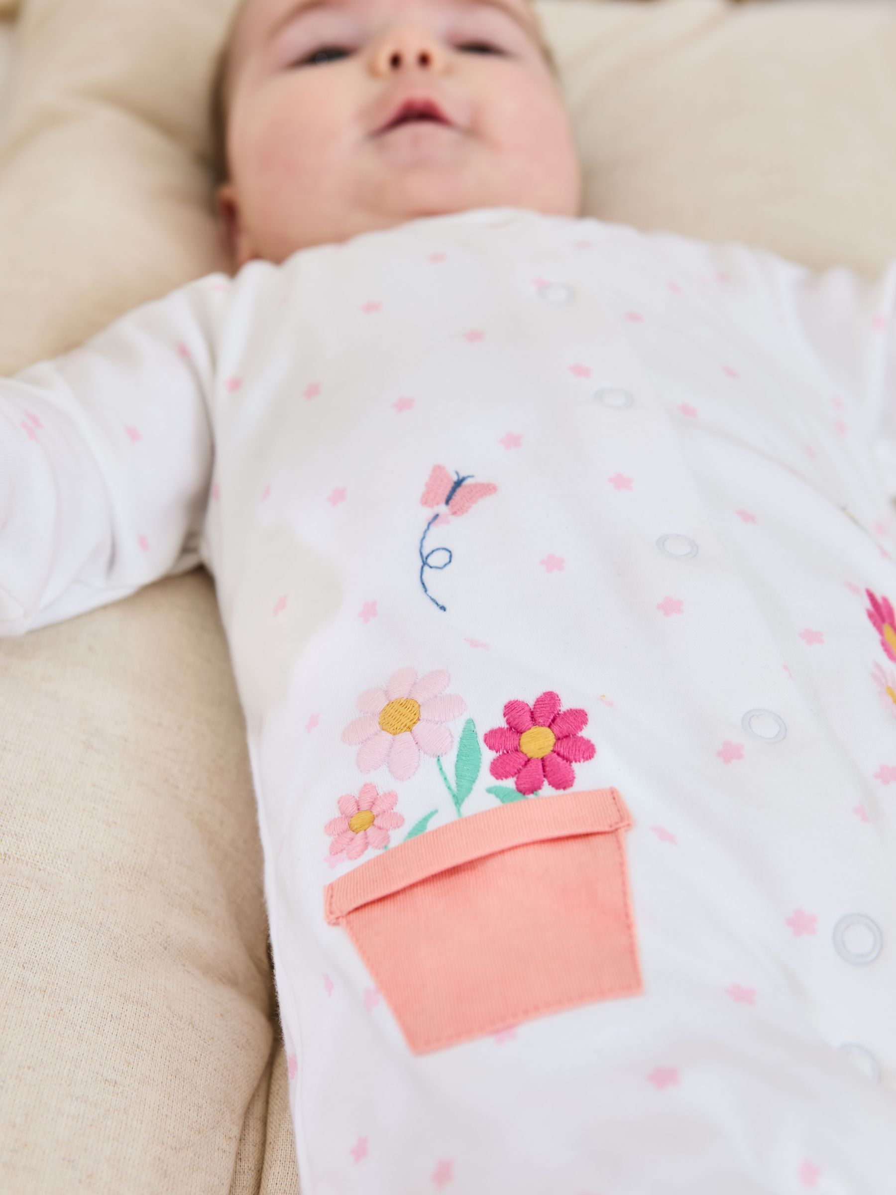 White Footed Embroidered Sleepsuit - Image 2 of 5