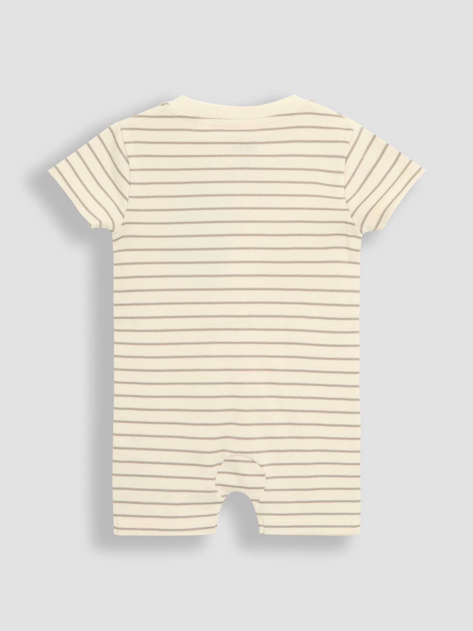 Cream 100% Cotton Short-Sleeved Stripe Romper - Image 5 of 6