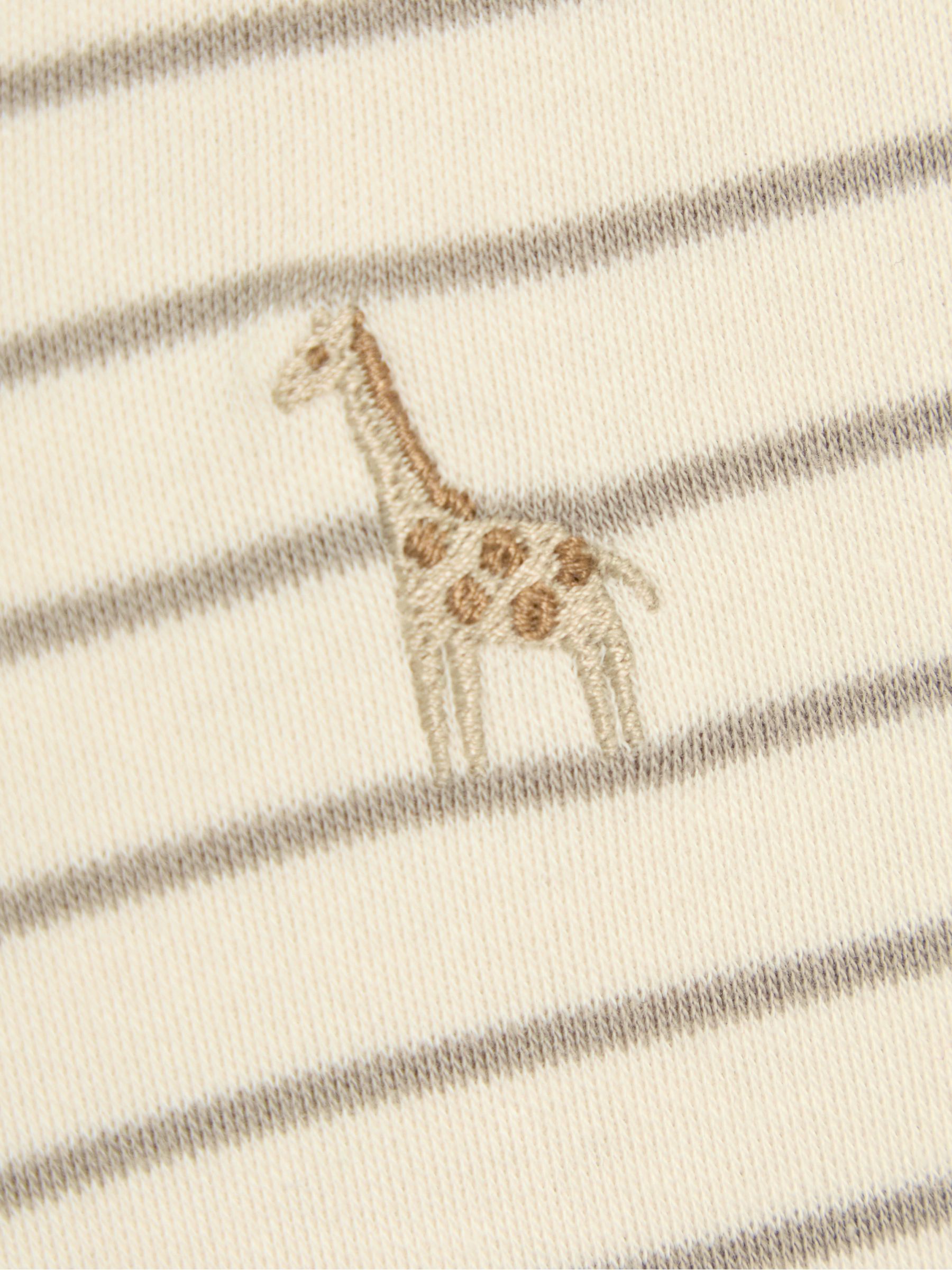 Cream 100% Cotton Short-Sleeved Stripe Romper - Image 6 of 6