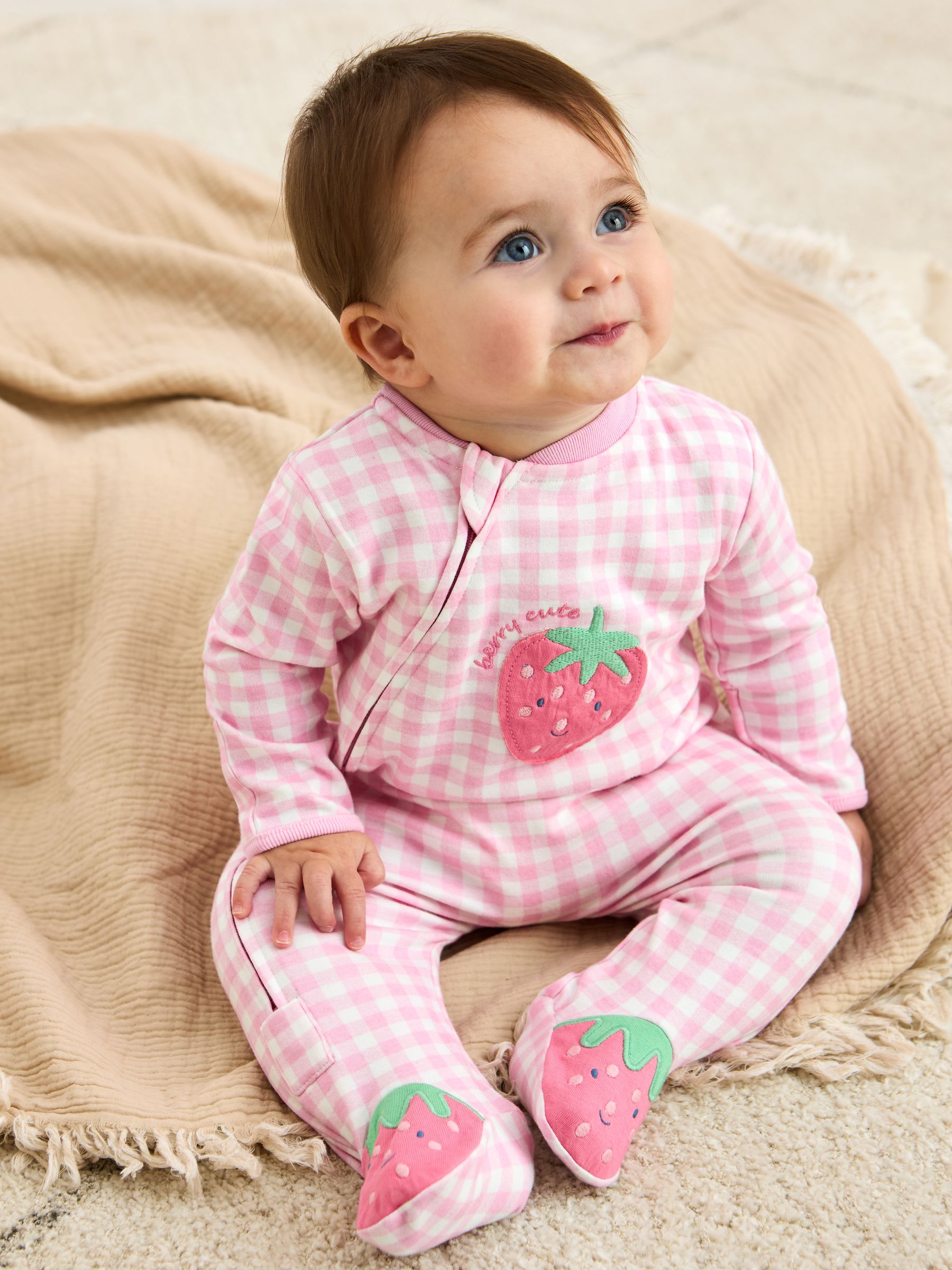Pink Footed Appliqué Zip Sleepsuit - Image 1 of 5