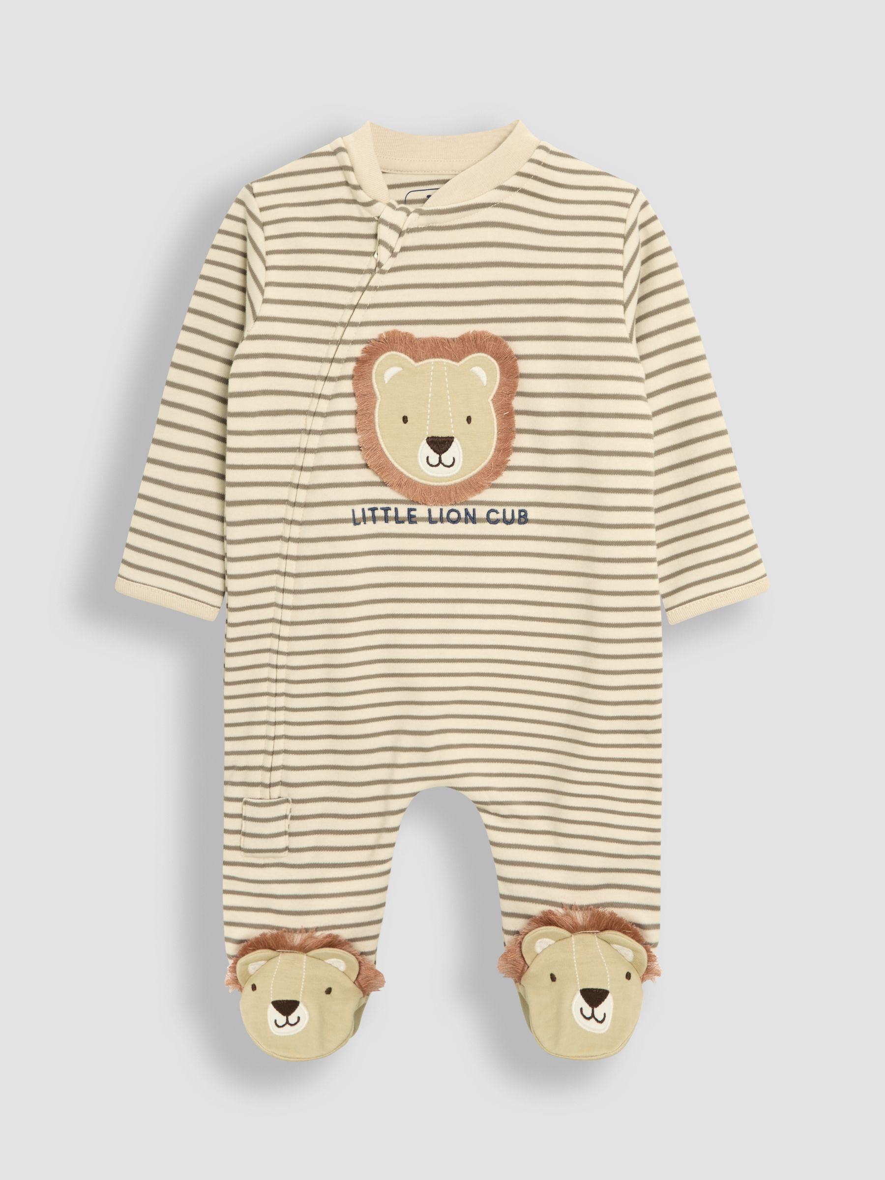 Ecru 100% Cotton Footed Appliqué Zip Sleepsuit - Image 1 of 3