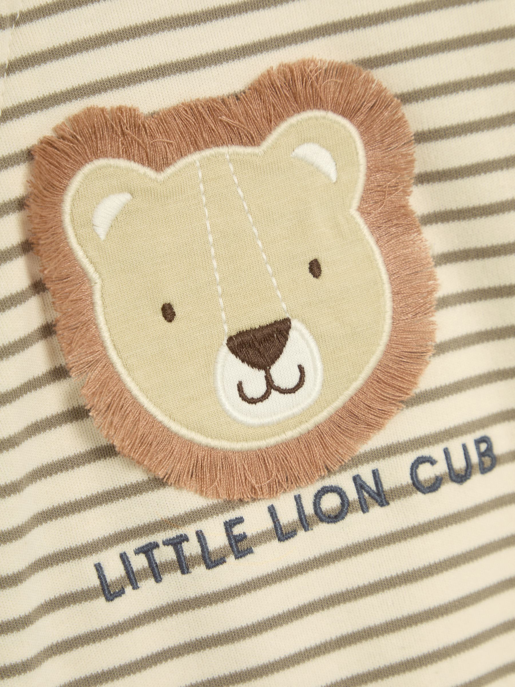 Ecru 100% Cotton Footed Appliqué Zip Sleepsuit - Image 3 of 3