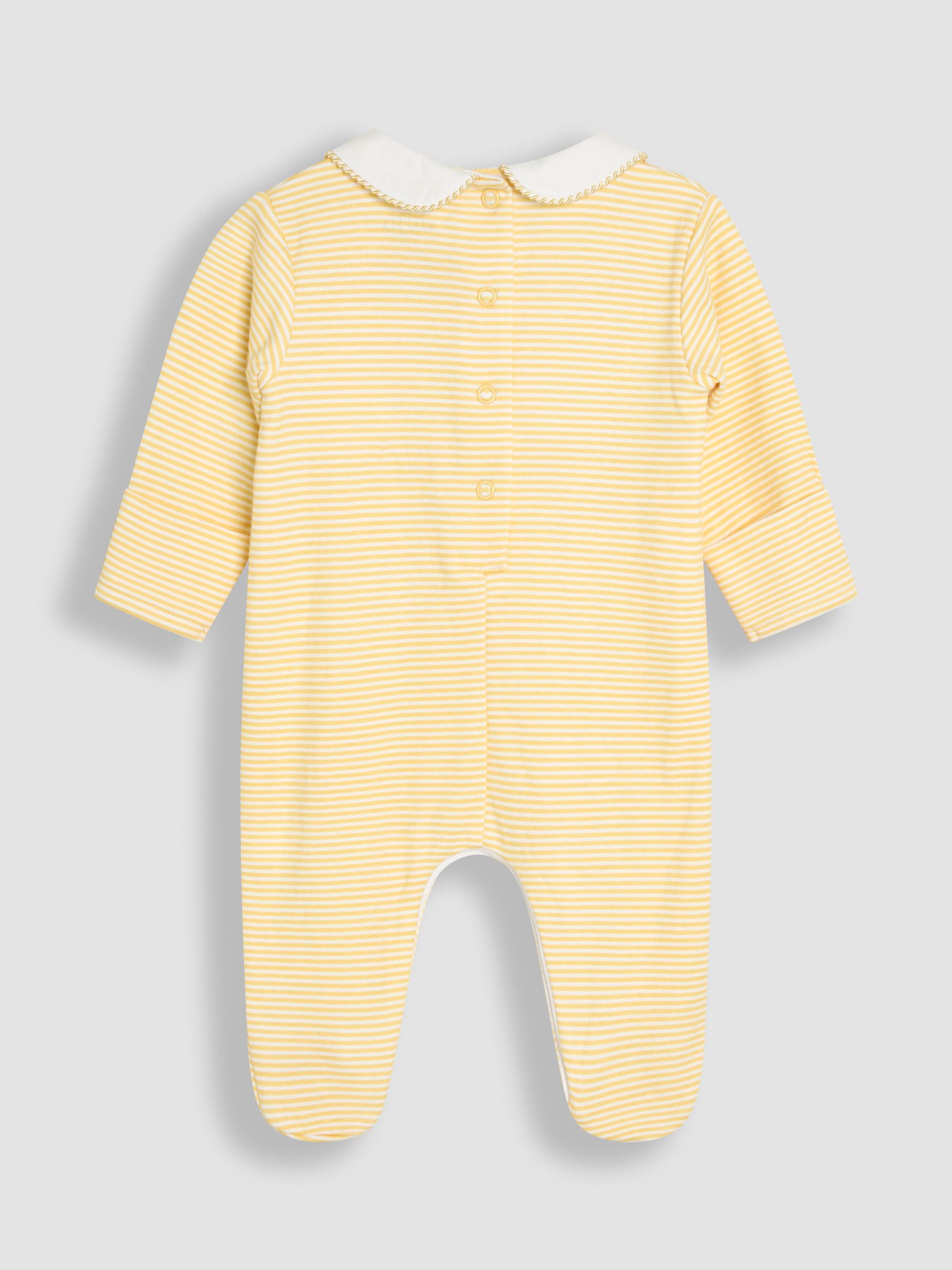 Yellow Cotton Footed Smocked Embroidered Sleepsuit - Image 2 of 3