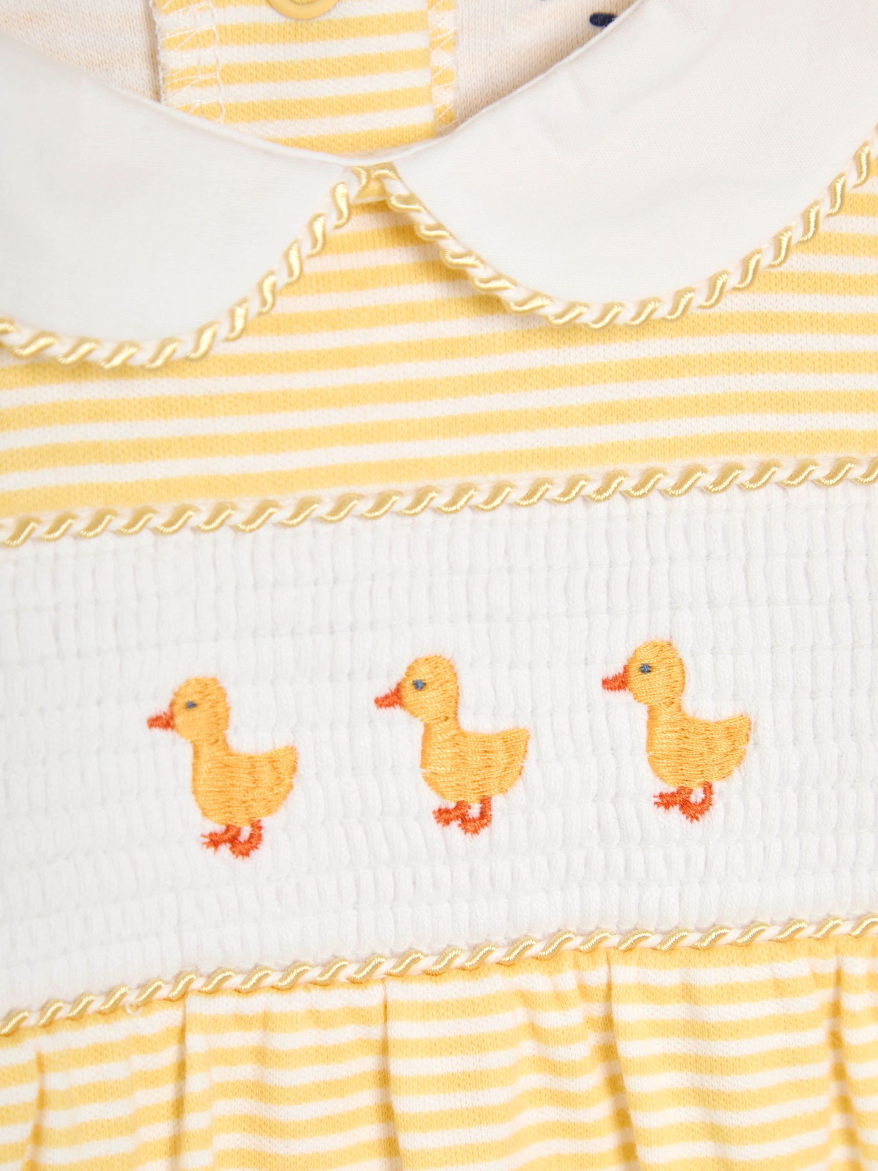 Yellow Cotton Footed Smocked Embroidered Sleepsuit - Image 3 of 3