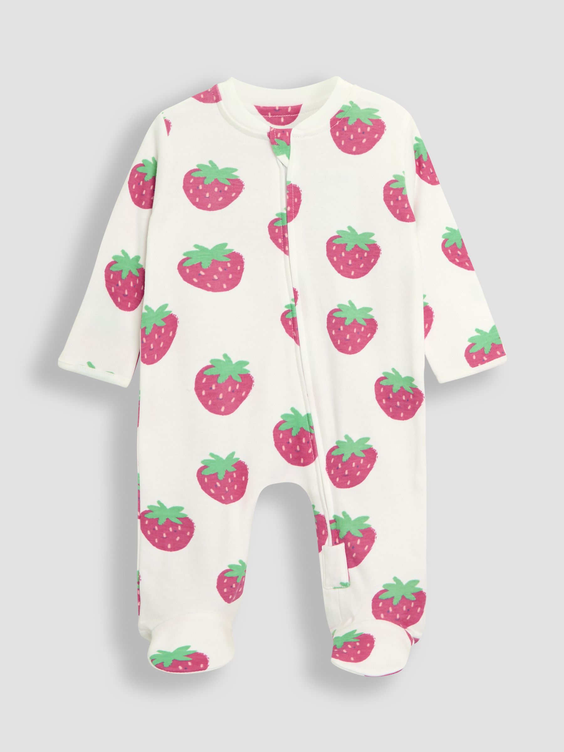 White 2-Pack Strawberry Sleepsuit & Hat Set - Image 2 of 4