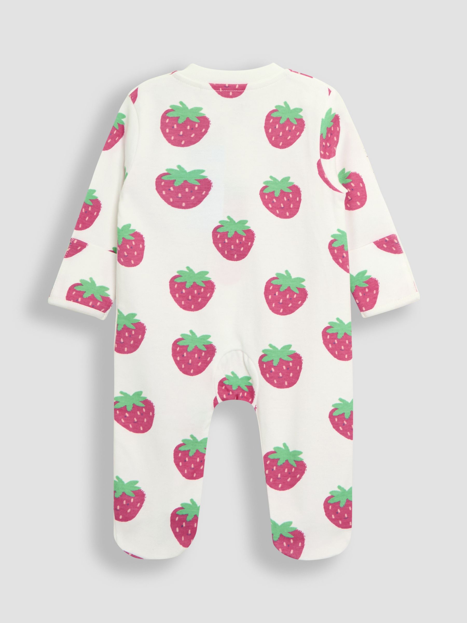 White 2-Pack Strawberry Sleepsuit & Hat Set - Image 3 of 4