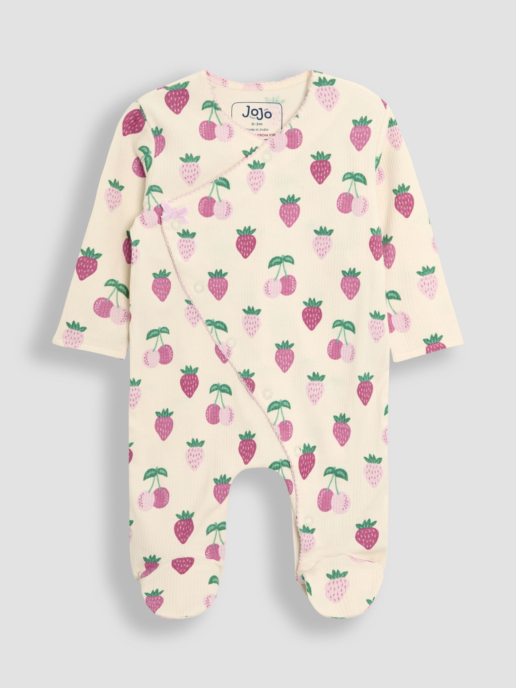 Cream Cotton Footed Cross-Over 100% Cotton Sleepsuit - Image 3 of 5
