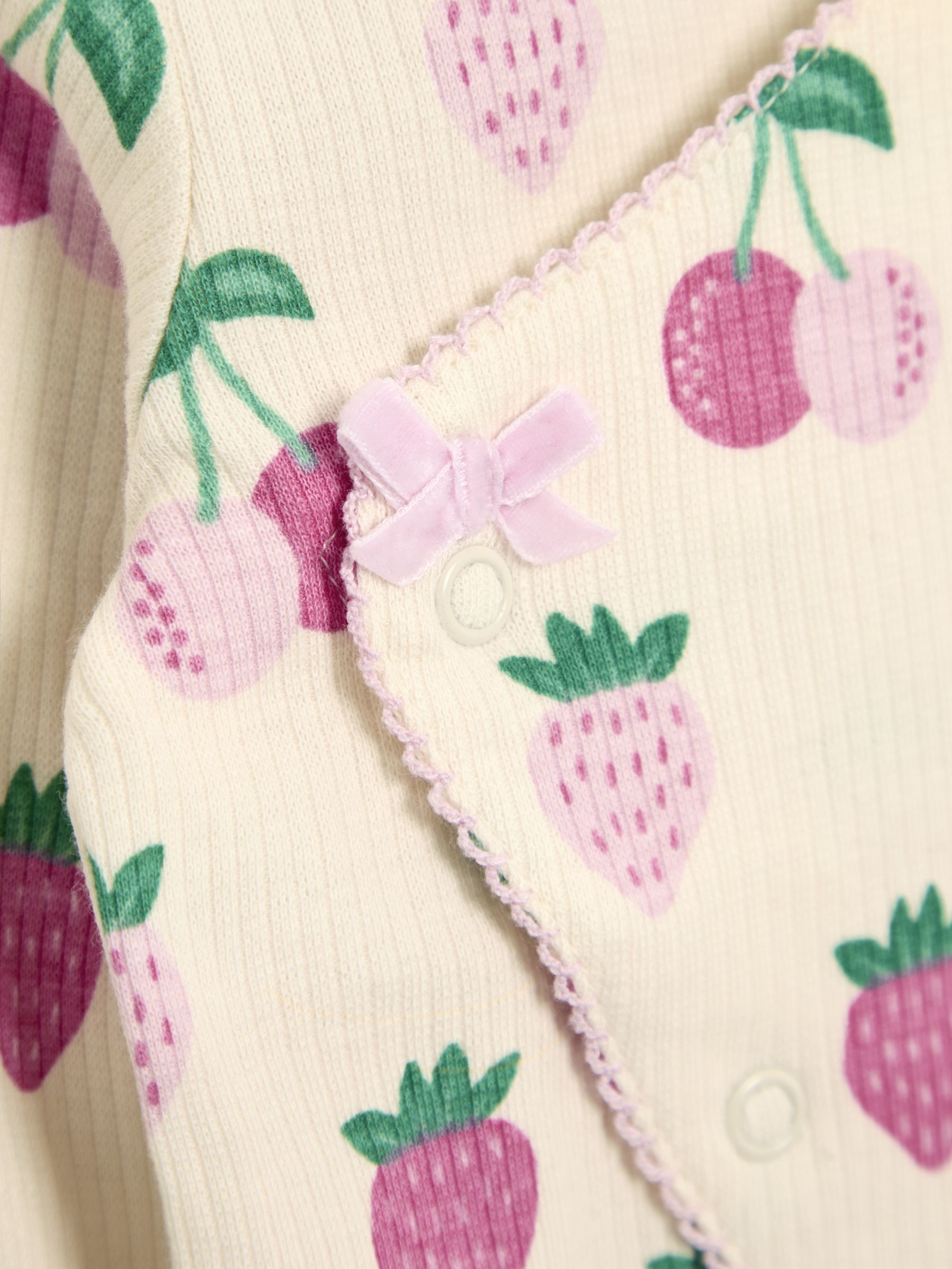 Cream Cotton Footed Cross-Over 100% Cotton Sleepsuit - Image 5 of 5