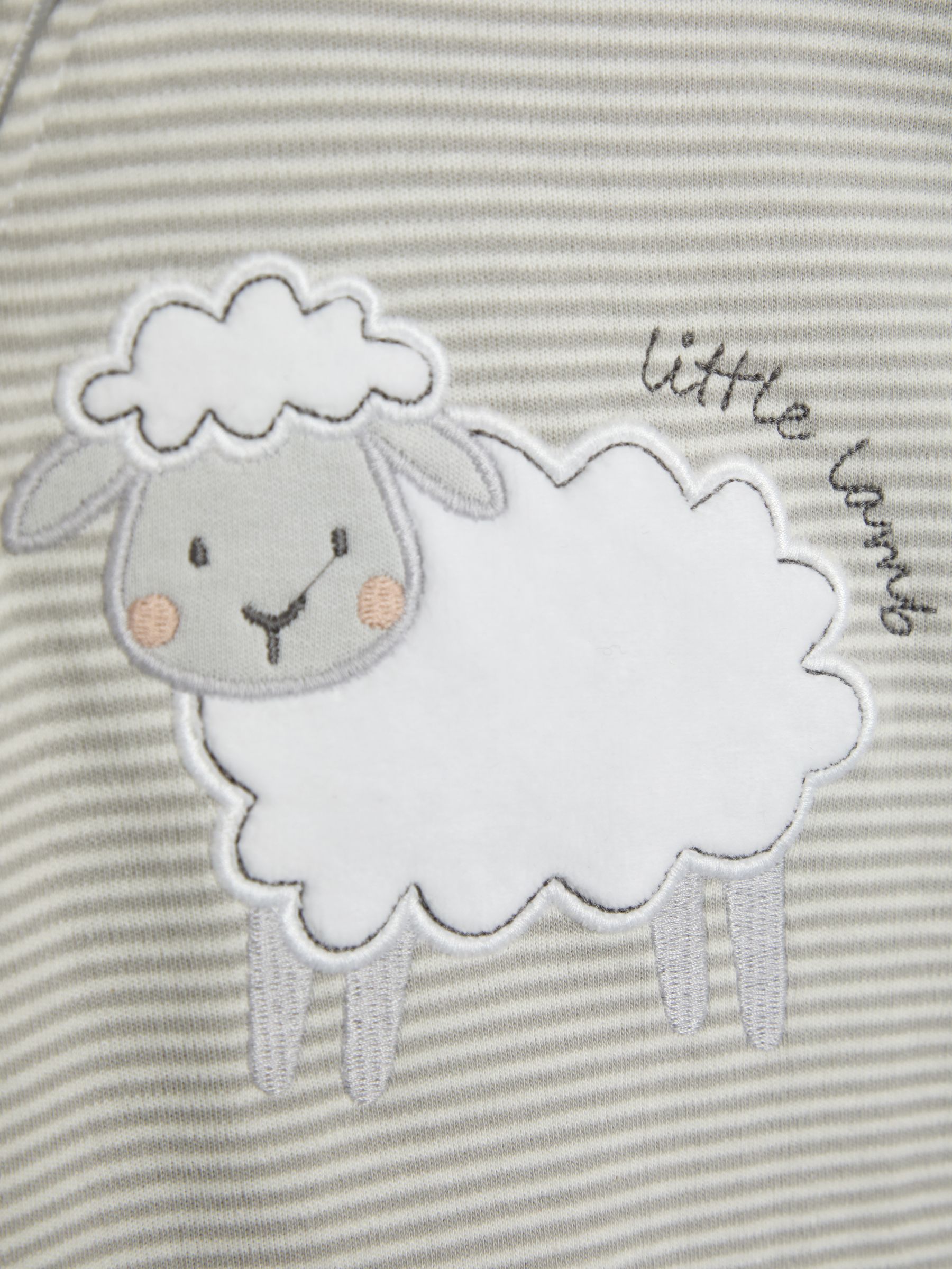 Grey 100% Cotton Footed Appliqué Zip Sleepsuit - Image 5 of 7