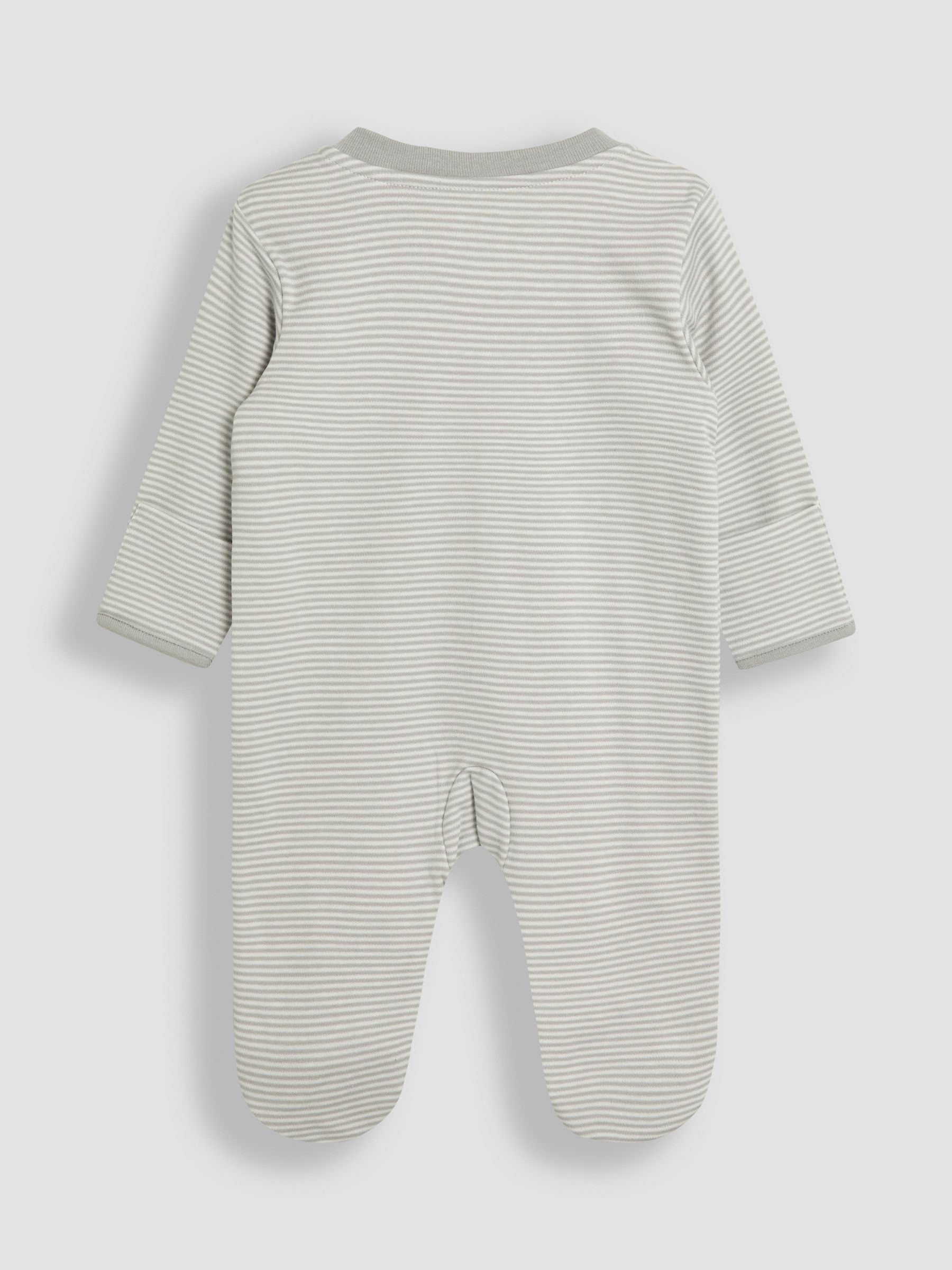 Grey 100% Cotton Footed Appliqué Zip Sleepsuit - Image 7 of 7