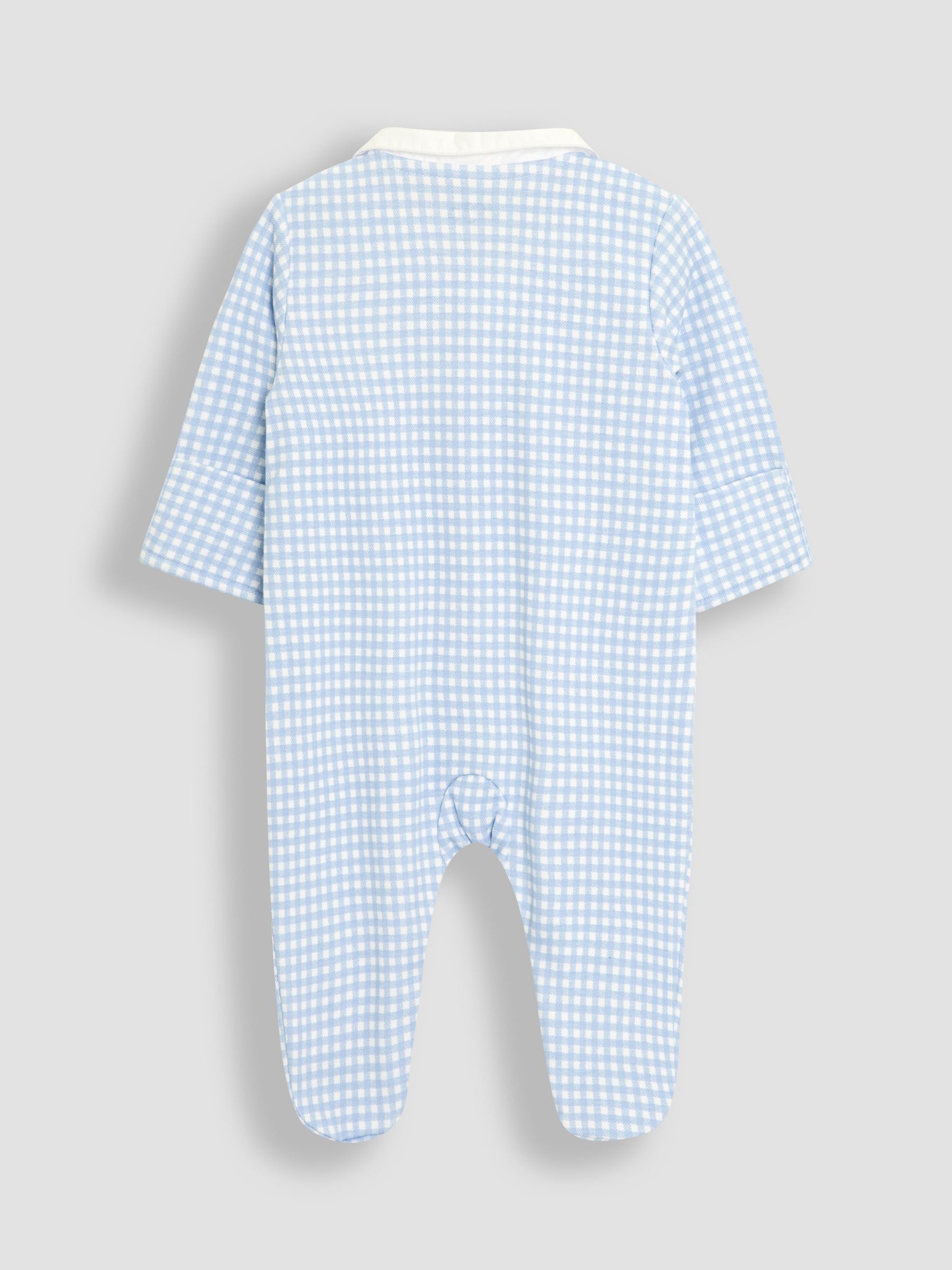 Blue 100% Cotton Footed Collared Sleepsuit - Image 5 of 6