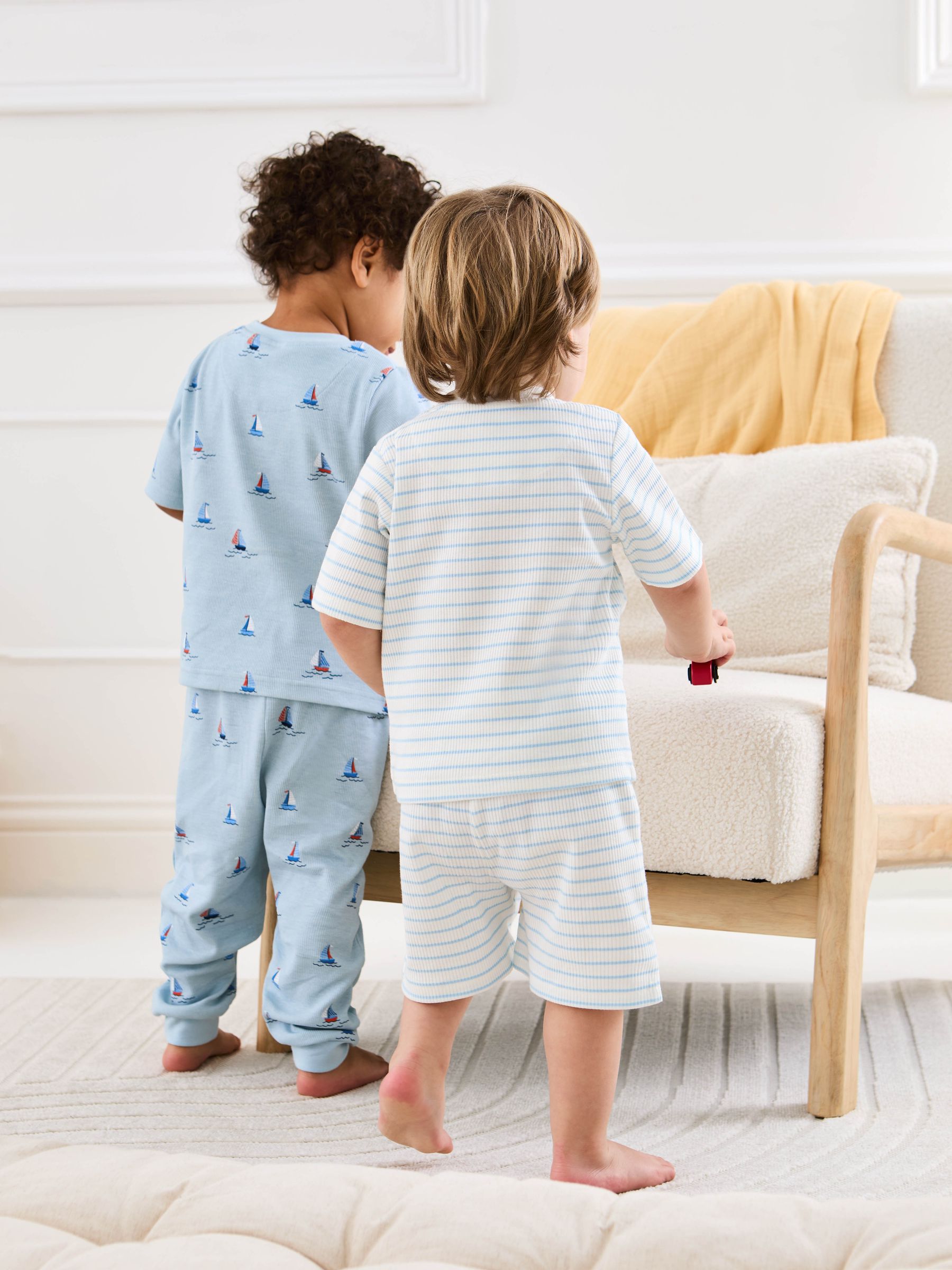 Blue 2-Pack Print Ribbed Jersey Pyjamas - Image 10 of 13