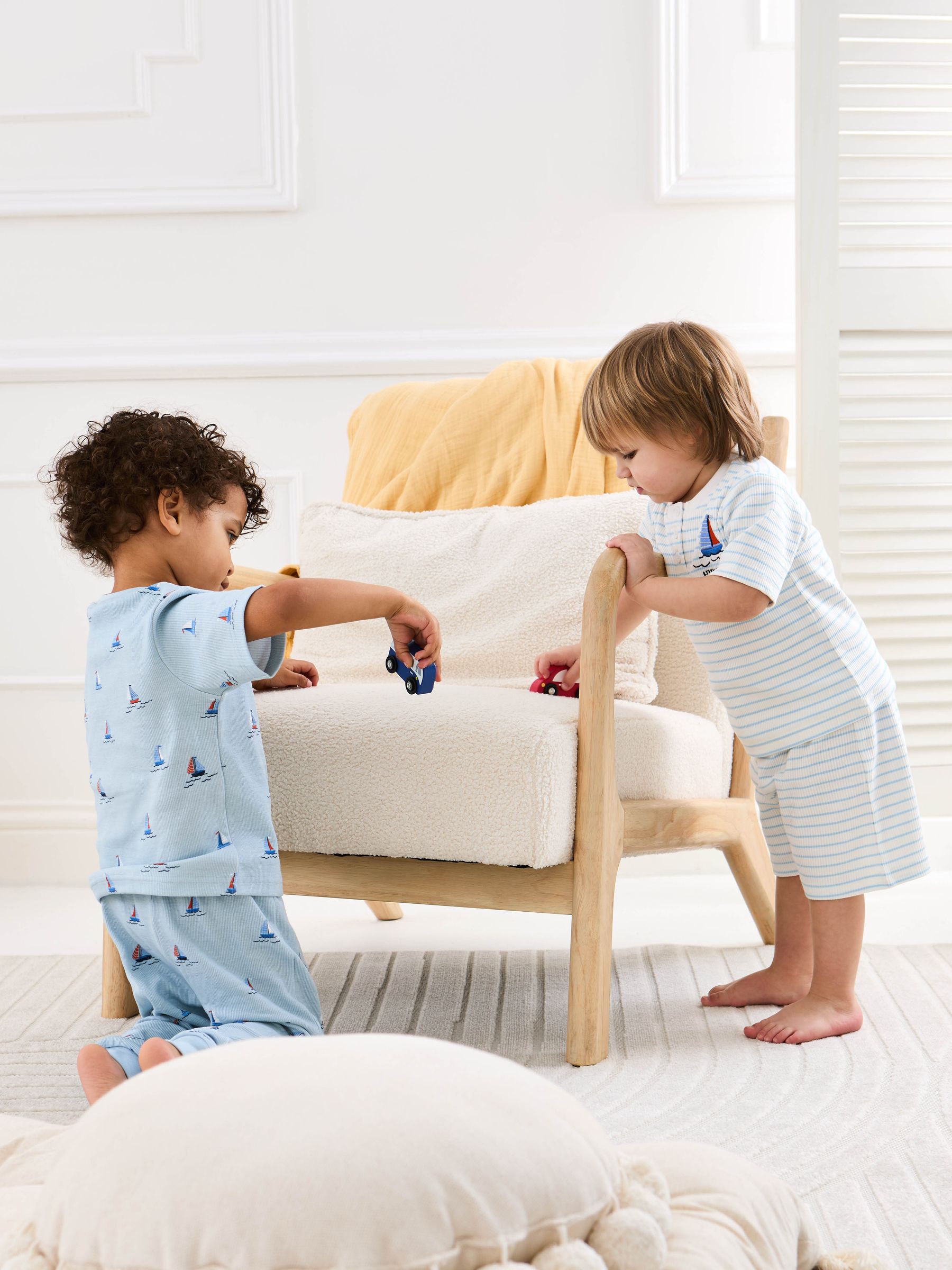 Blue 2-Pack Print Ribbed Jersey Pyjamas - Image 11 of 13