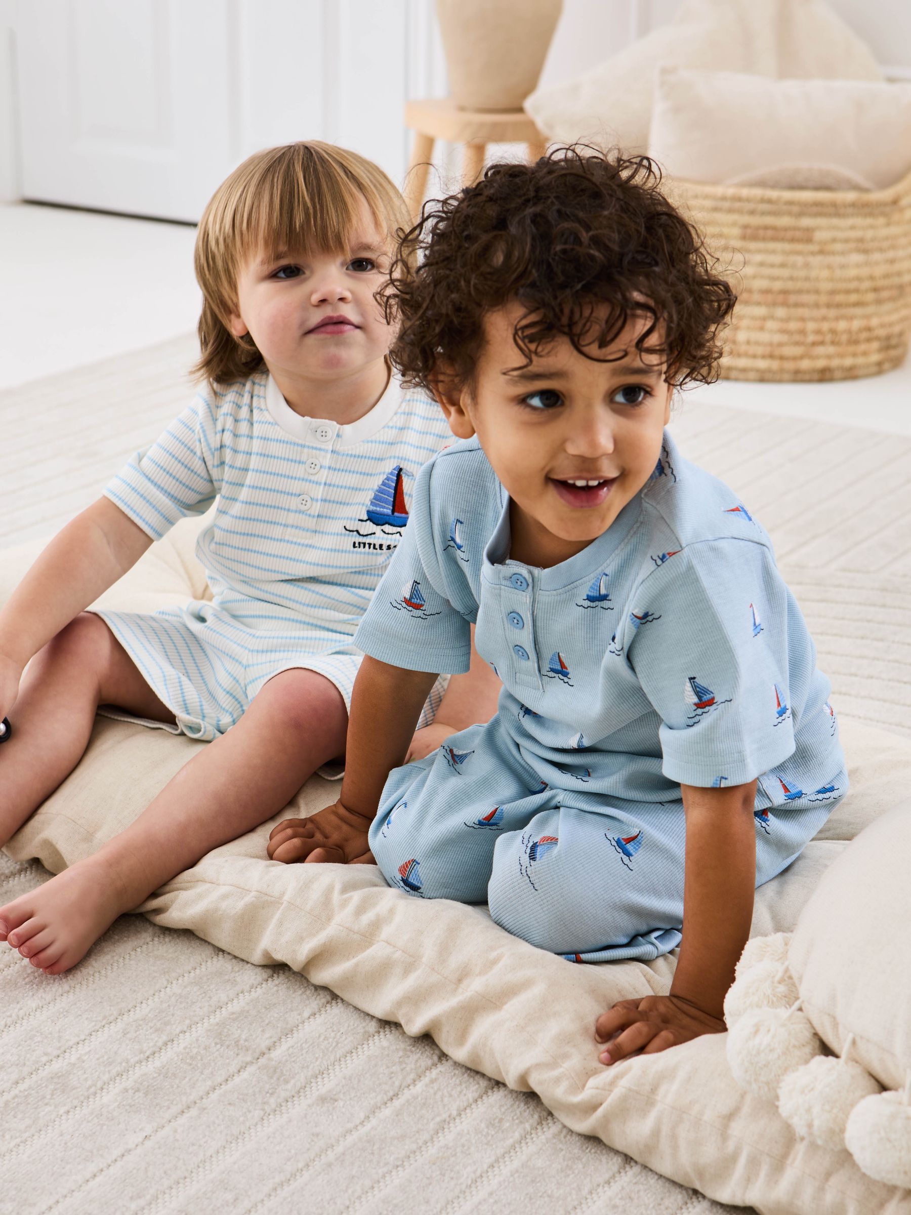 Blue 2-Pack Print Ribbed Jersey Pyjamas - Image 13 of 13