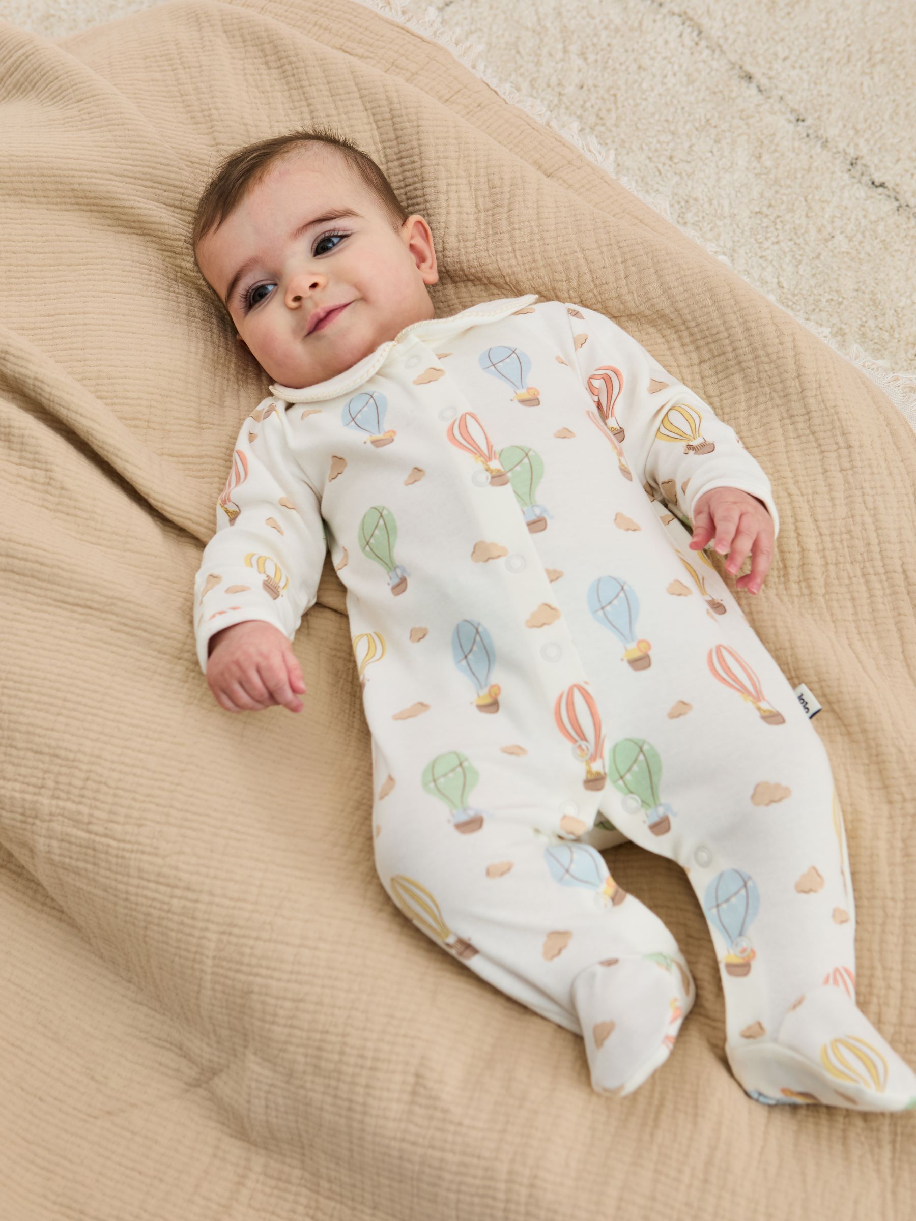 Cream Collared Print Footed Sleepsuit - Image 1 of 6
