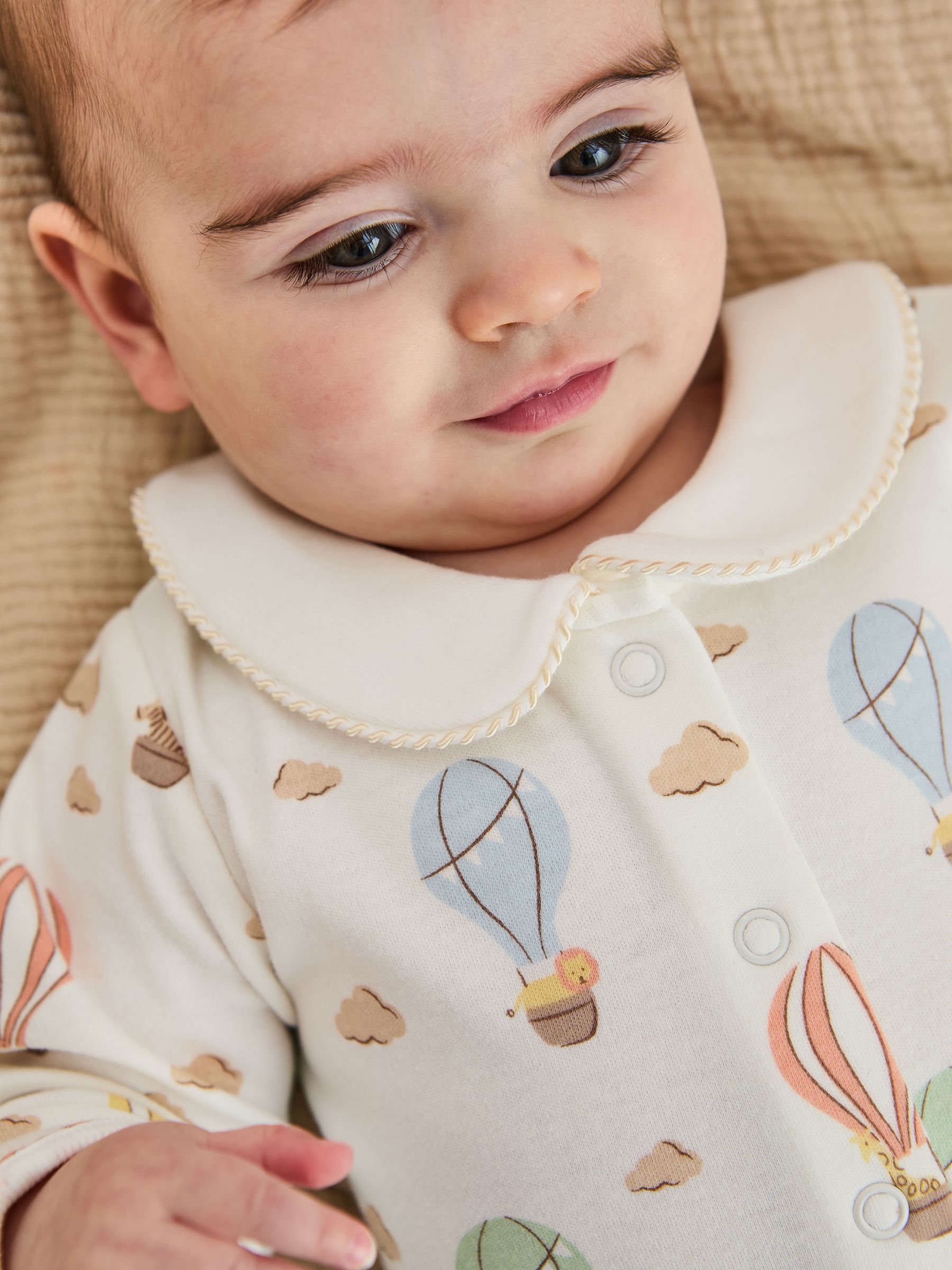 Cream Collared Print Footed Sleepsuit - Image 3 of 6