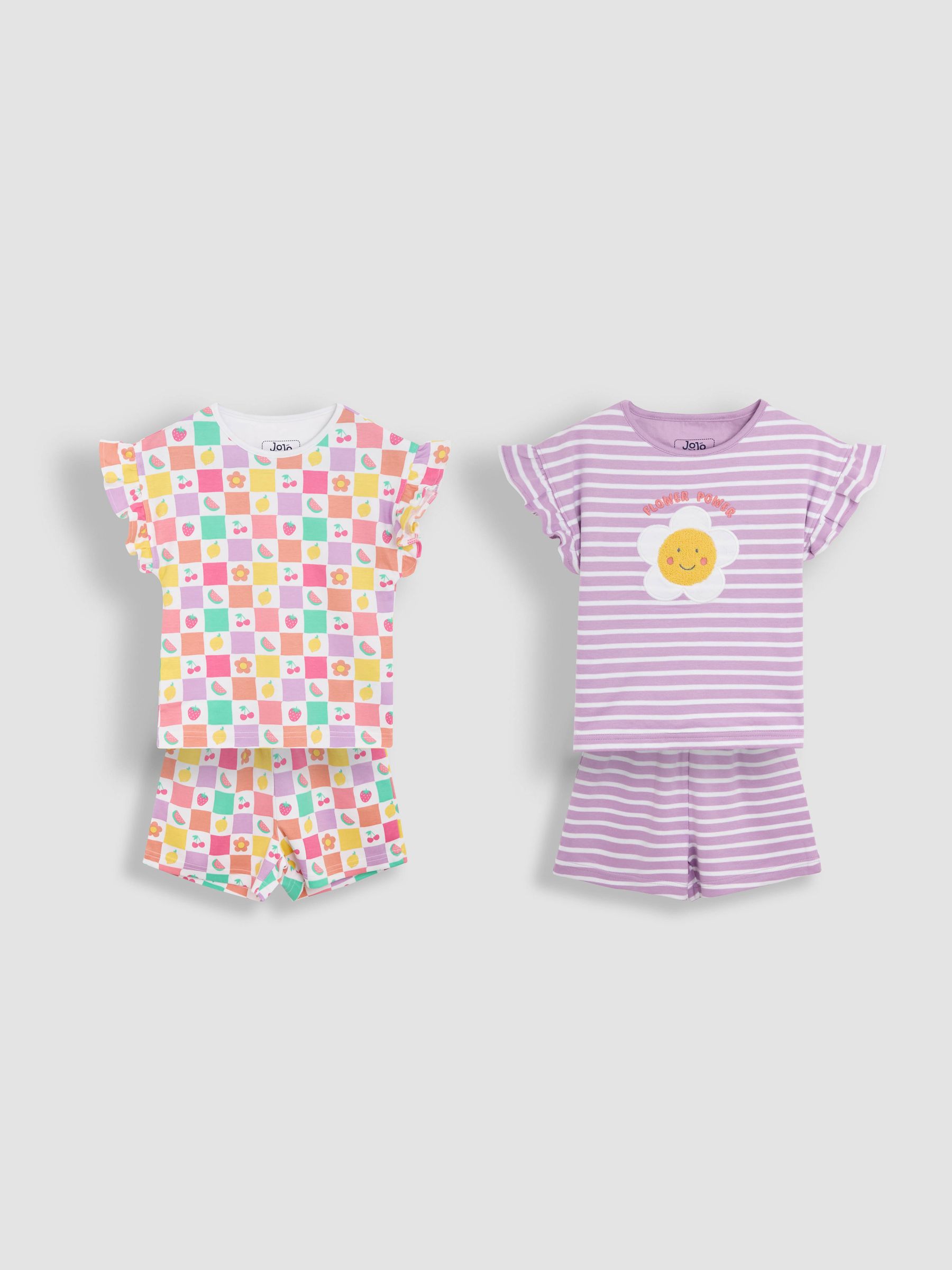 Lilac Print Short Jersey 100% Cotton Pyjamas 2 Pack - Image 1 of 11