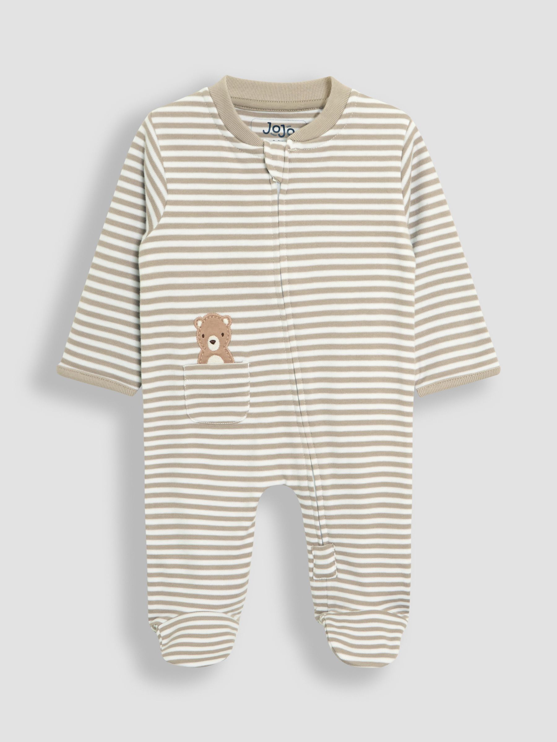 Tan Organic Cotton Footed Pocket Zip Sleepsuit - Image 4 of 6