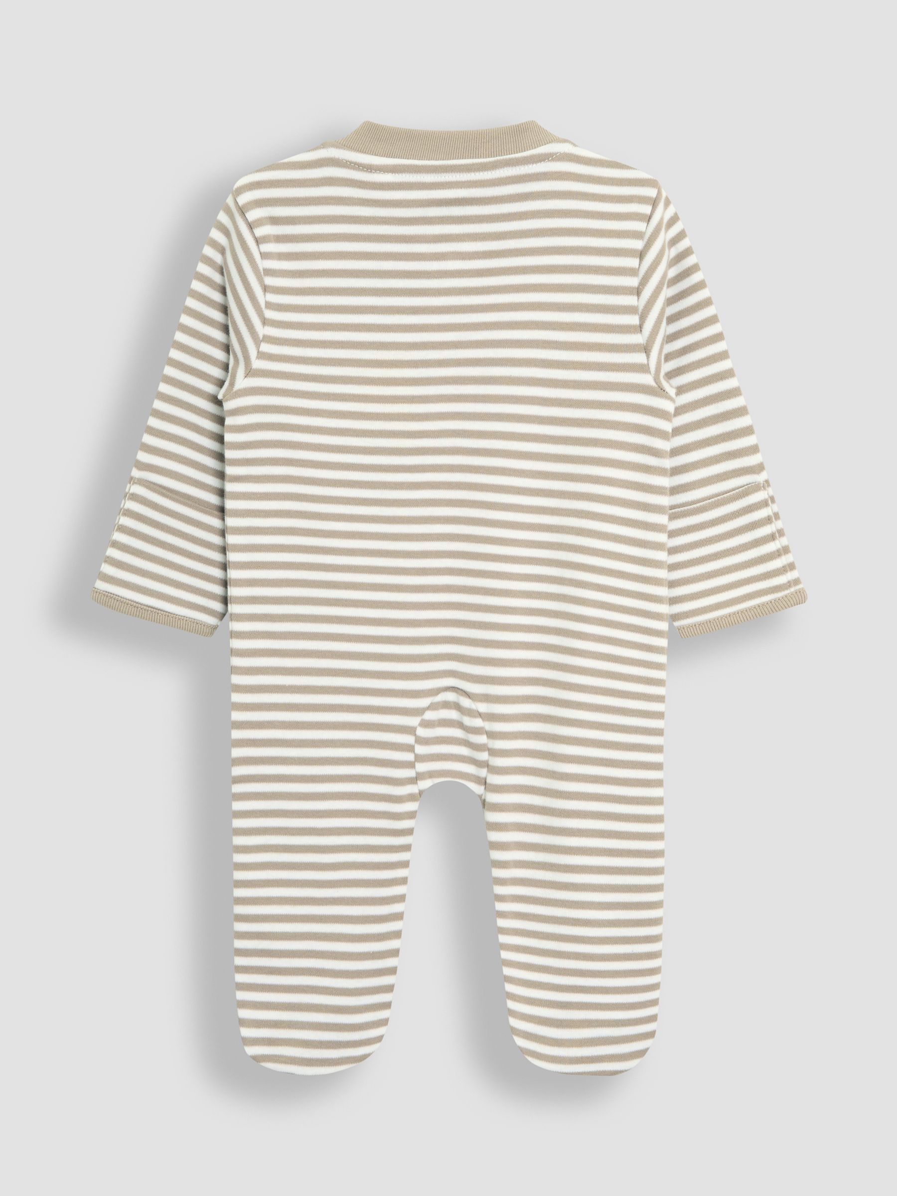 Tan Organic Cotton Footed Pocket Zip Sleepsuit - Image 5 of 6