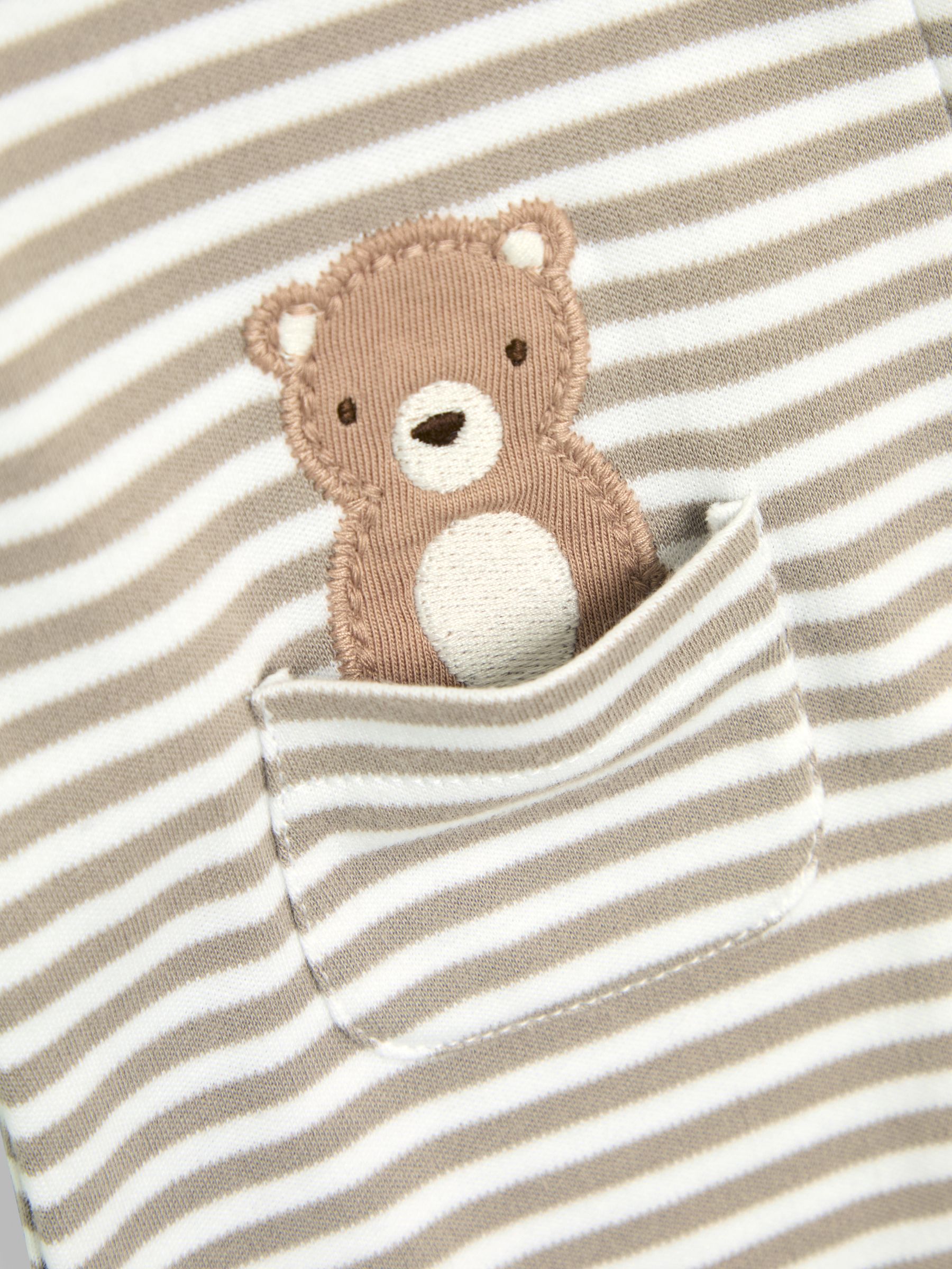 Tan Organic Cotton Footed Pocket Zip Sleepsuit - Image 5 of 5