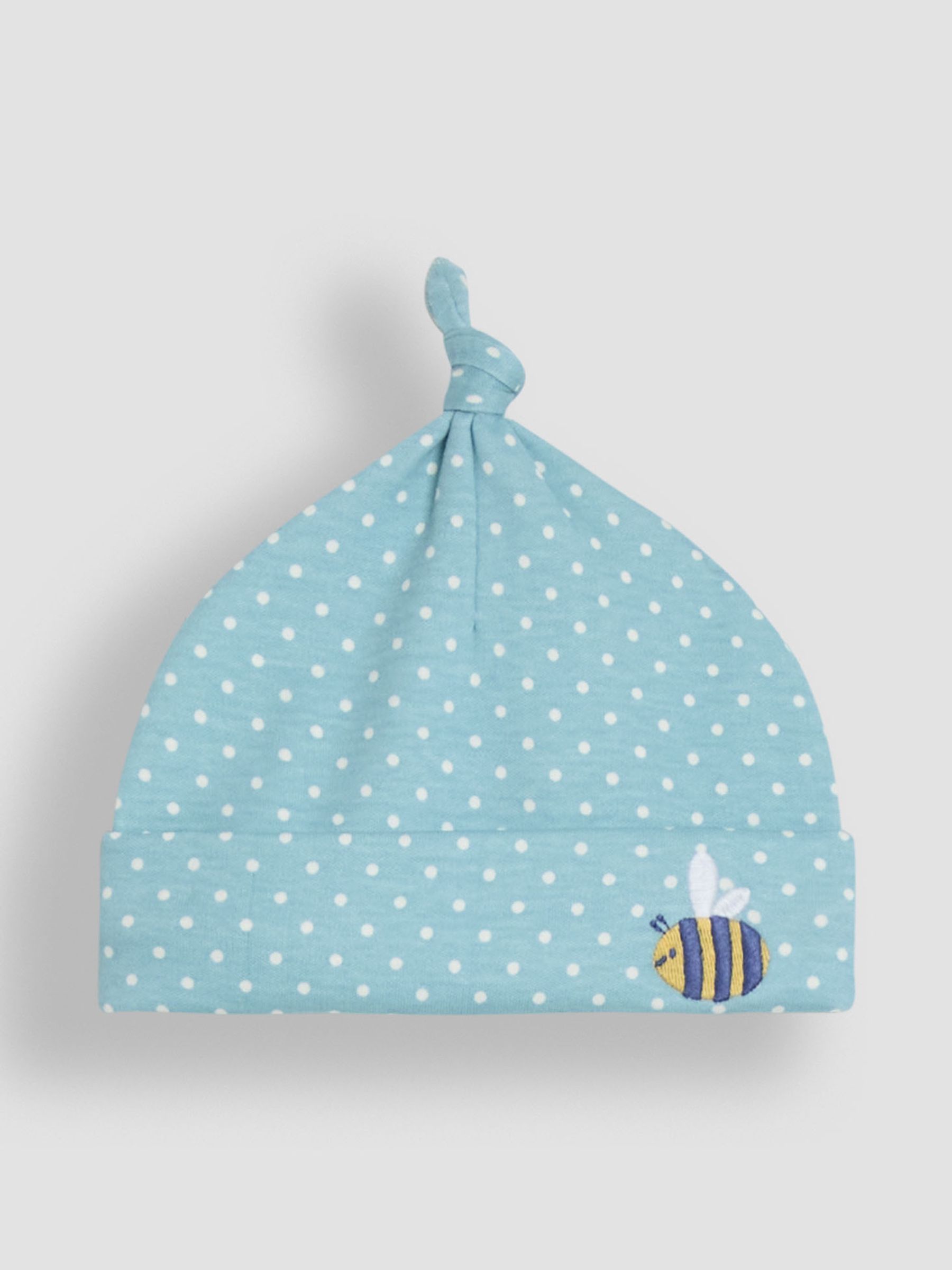 Duck Egg 100% Cotton Bee Embroidered Baby Hat - Image 1 of 3