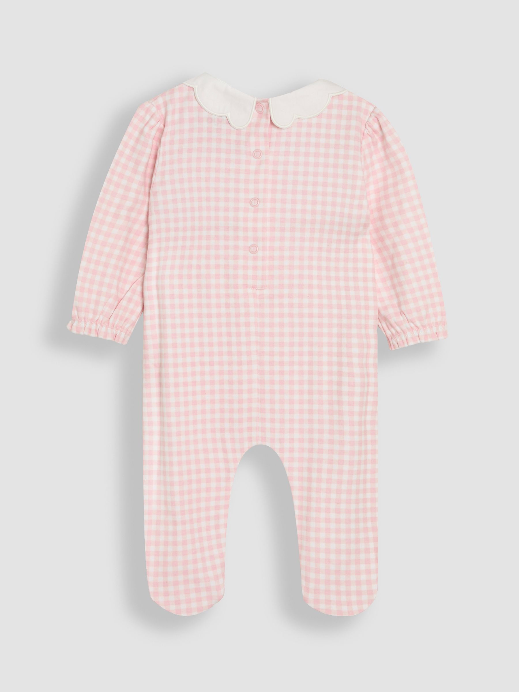 Pink Footed Smocked Embroidered 100% Cotton Sleepsuit - Image 2 of 3