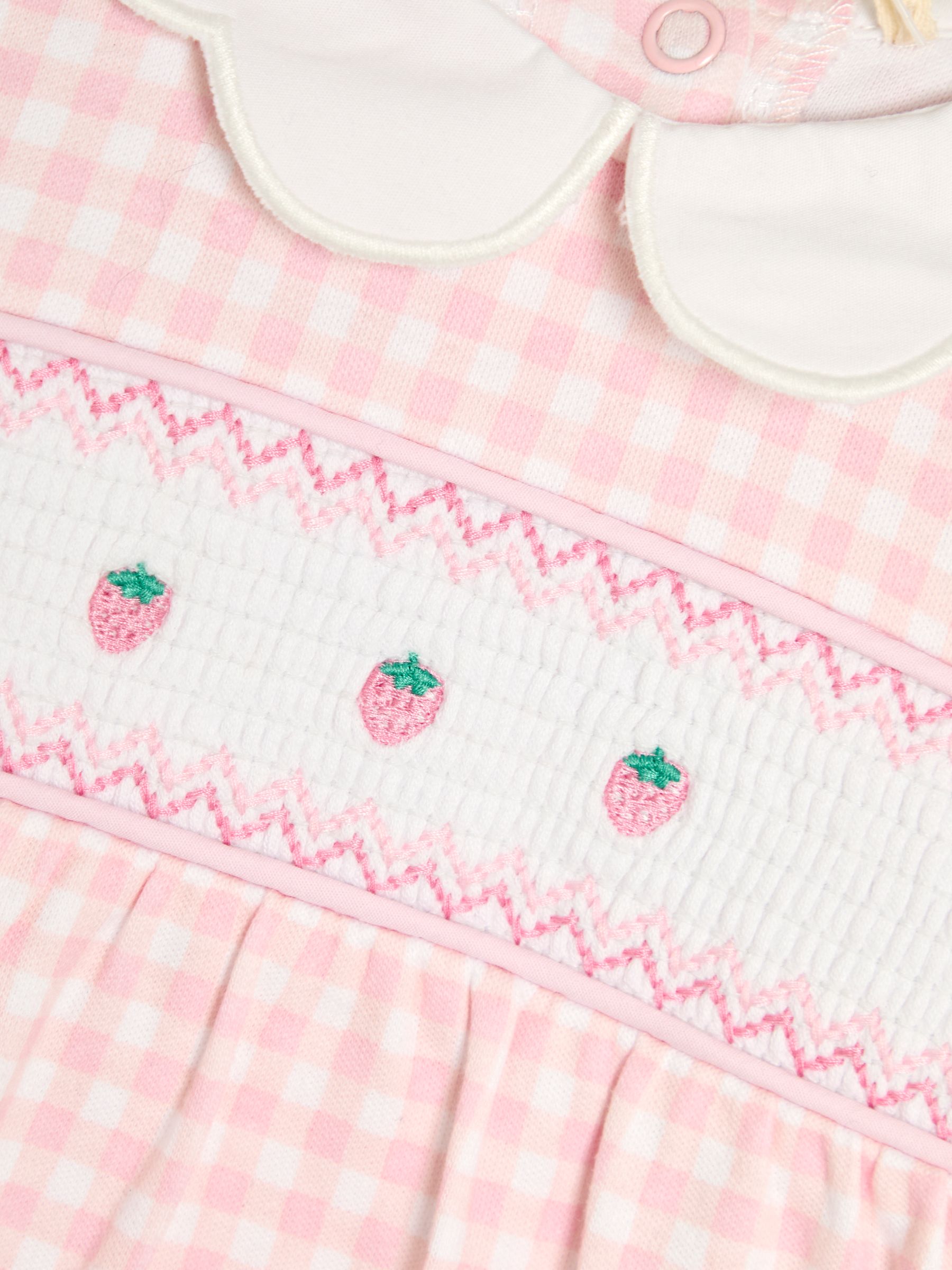 Pink Footed Smocked Embroidered 100% Cotton Sleepsuit - Image 3 of 3
