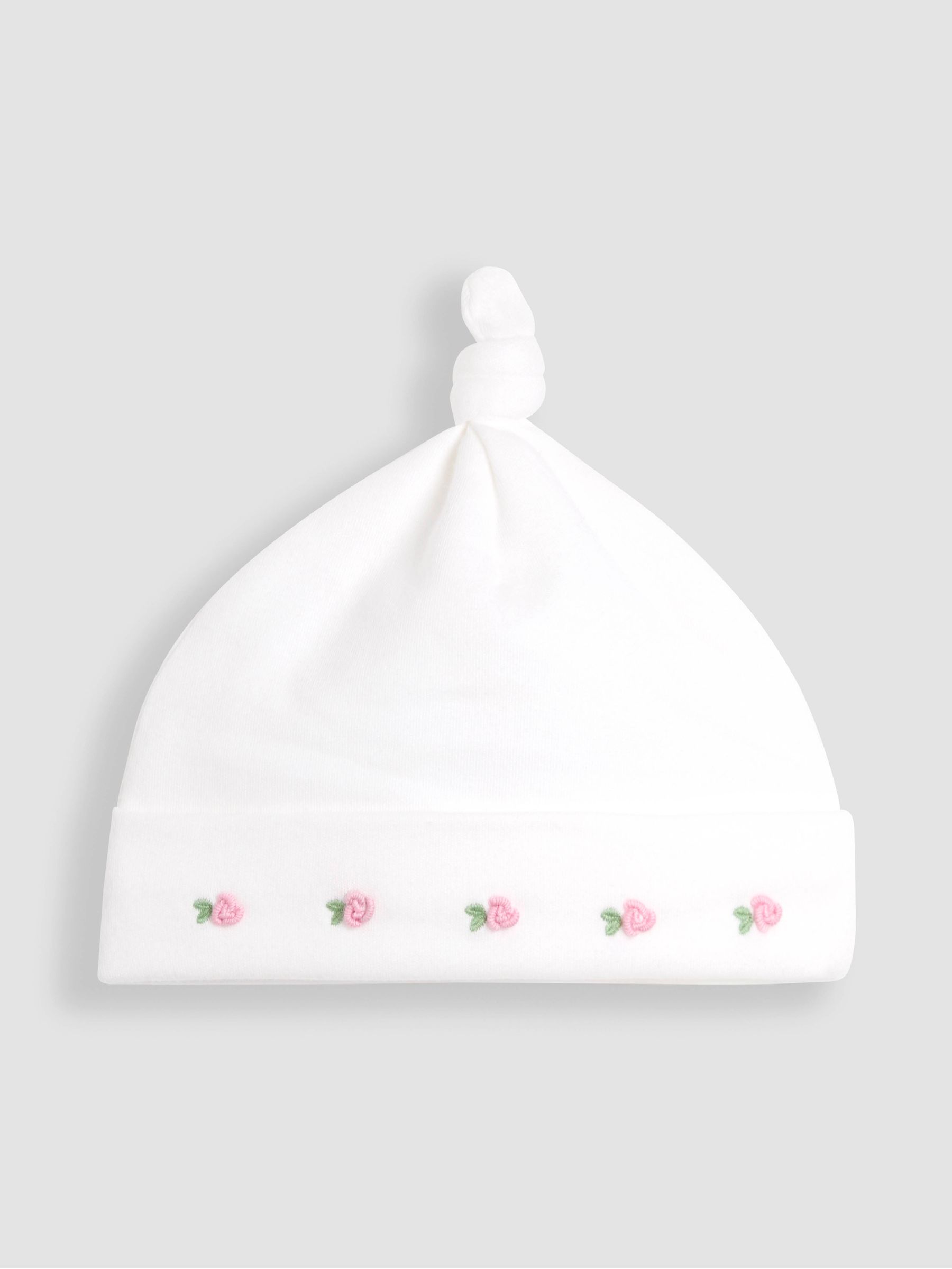 Cream Cotton Collared 2-Piece Embroidered Sleepsuit and Hat Set - Image 4 of 5