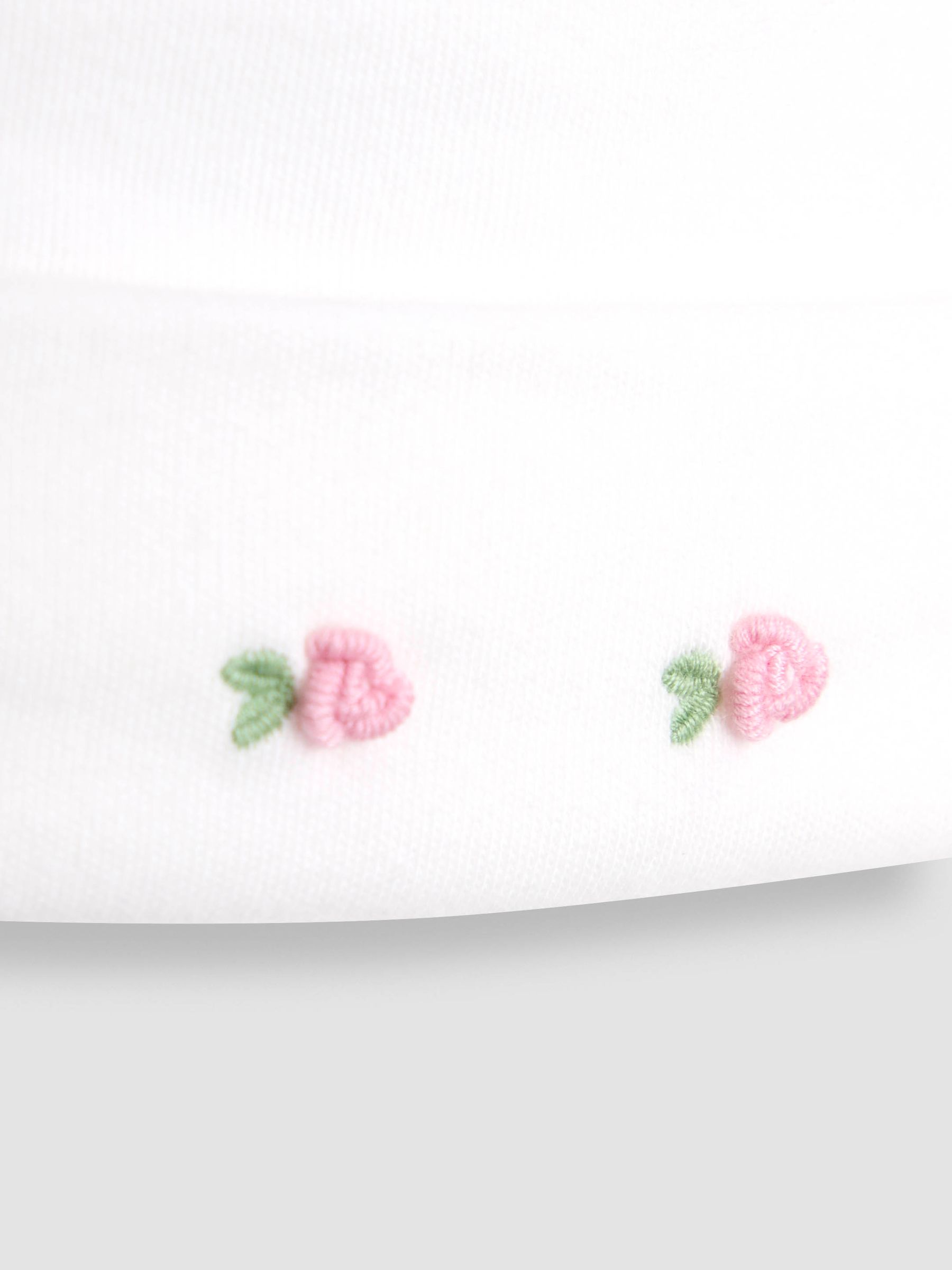 Cream Cotton Collared 2-Piece Embroidered Sleepsuit and Hat Set - Image 5 of 5
